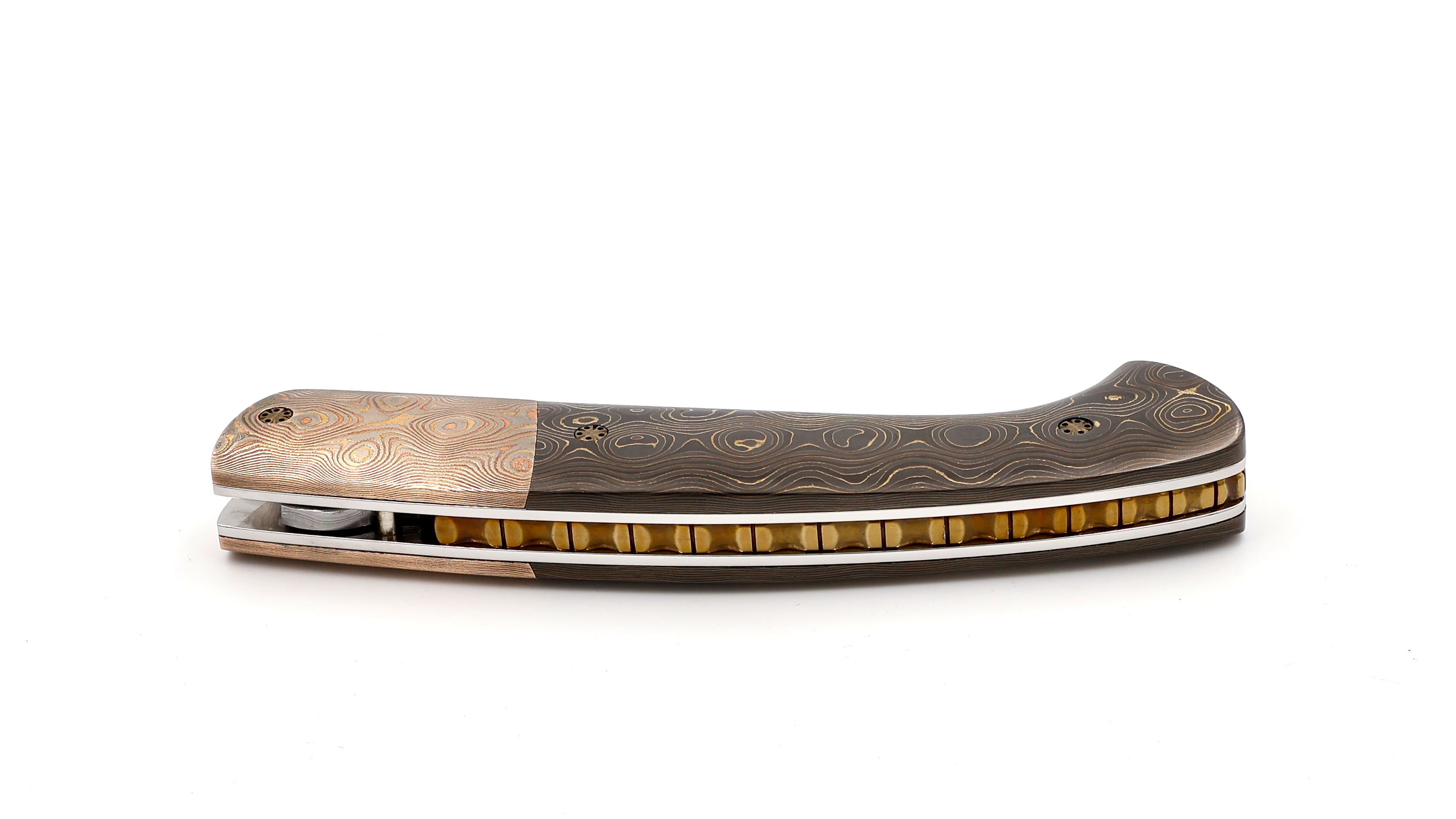 MANU LAPLACE 1515  Mokume Gane & Carbon water drop Damastklinge