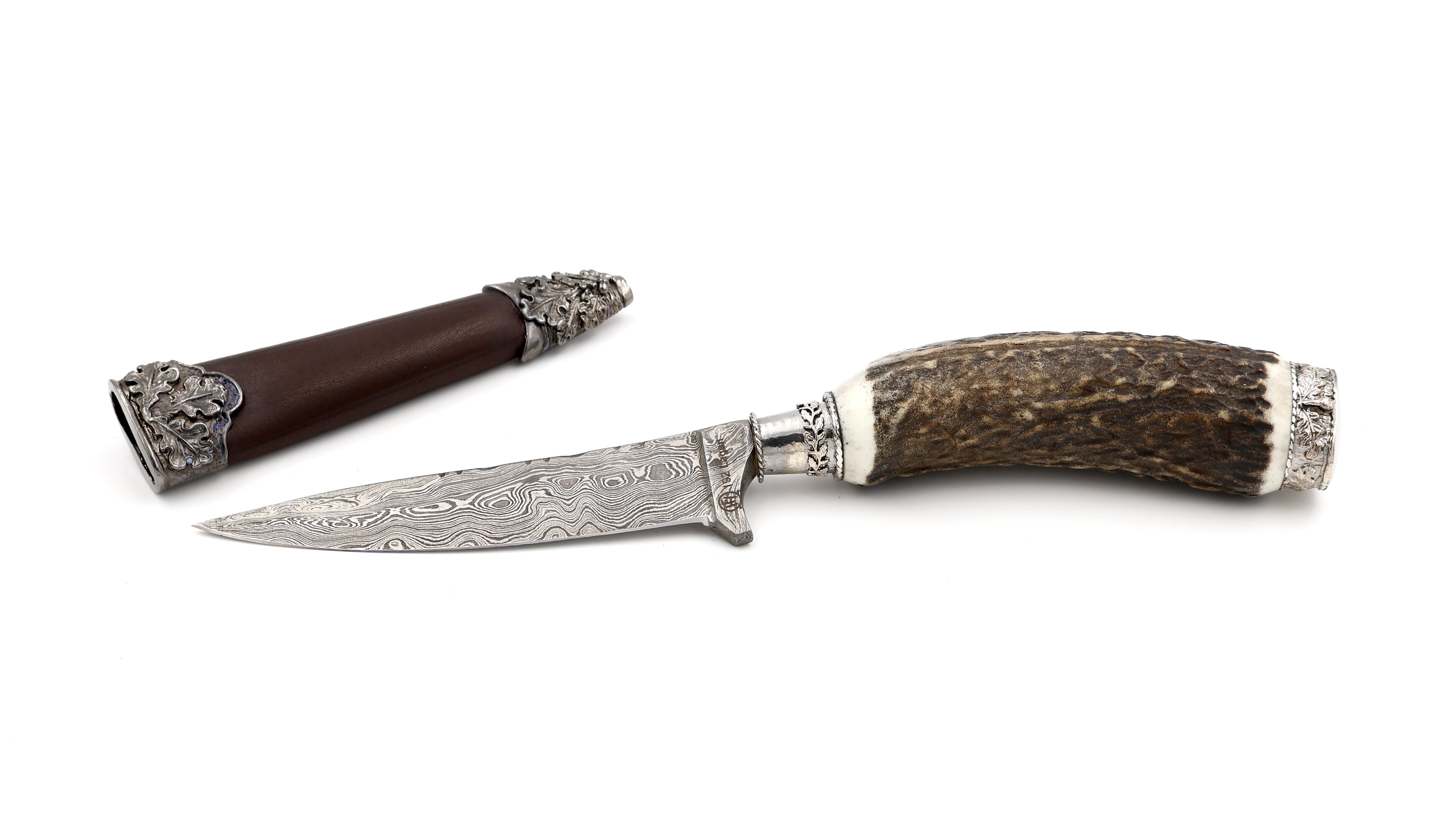 Hartkopf Trachtenmesser Damastklinge versilberte Kappe
