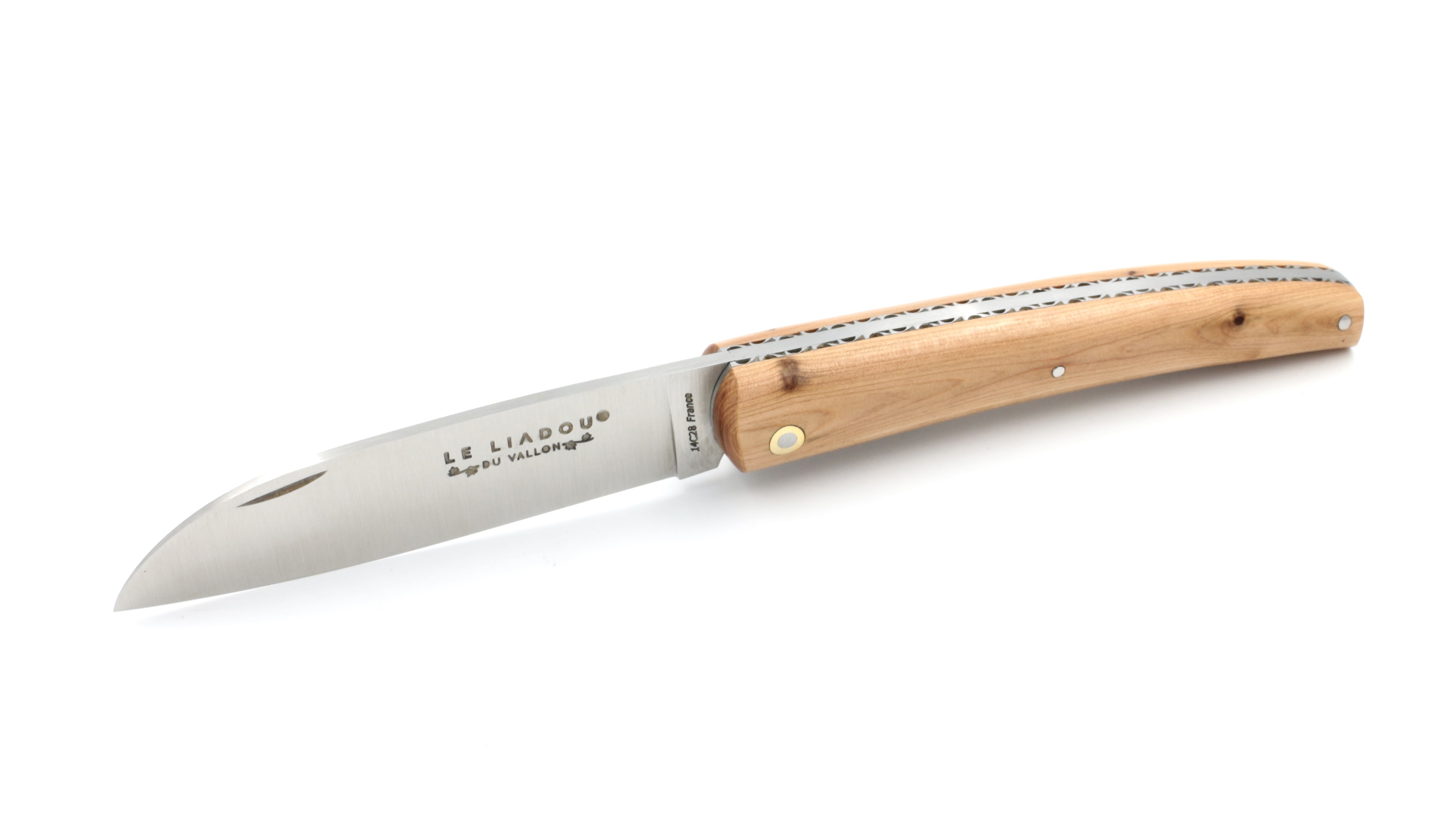 Liadou du Vallon® Winzermesser Wacholder guillochiert 12 cm  Liadou du Vallon® Winzermesser Wacholder guillochiert 12 cm