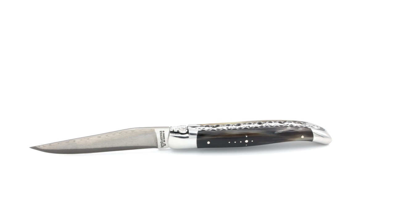 jap-DA-Hornspitze Laguiole en Aubrac jap. Damastklinge Hornspitze Doppelplatine 12 cm