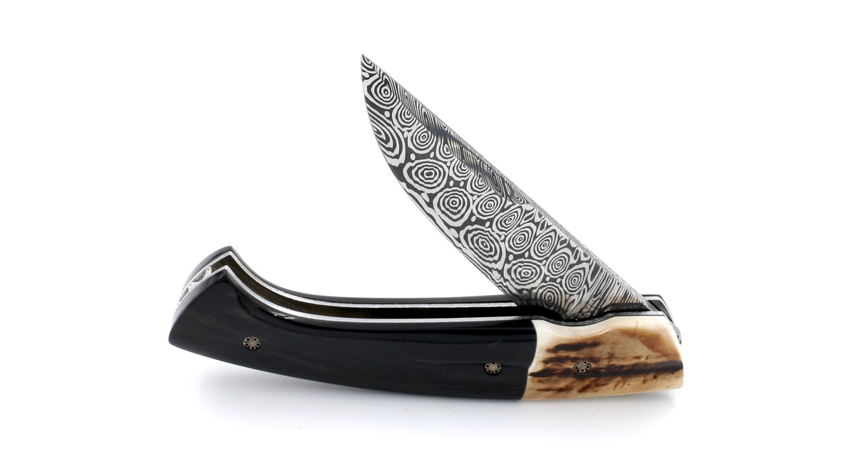 MANU LAPLACE 1515 MASAI buffalo horn/warthog ivory damascus blade