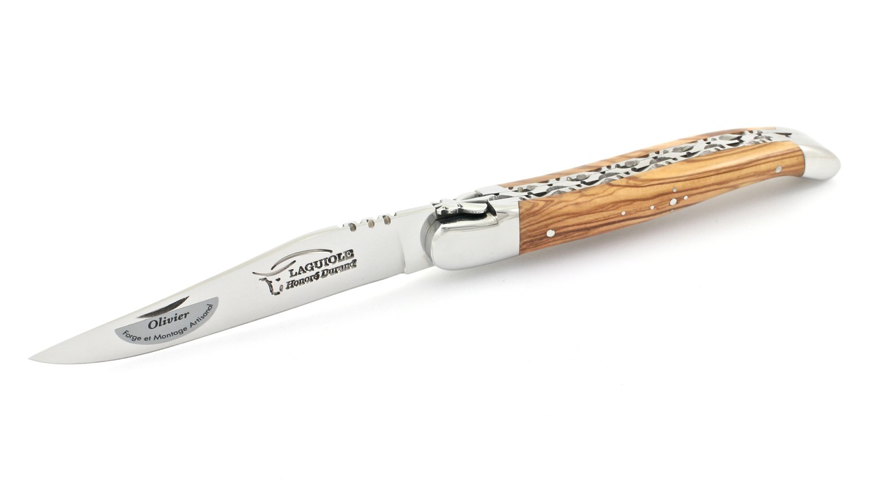 Durand-DP-OLI-poliert-14c28-5 Honoré Durand Laguiole Doppelplatine Olive poliert 12 cm 14C28 Sandvik