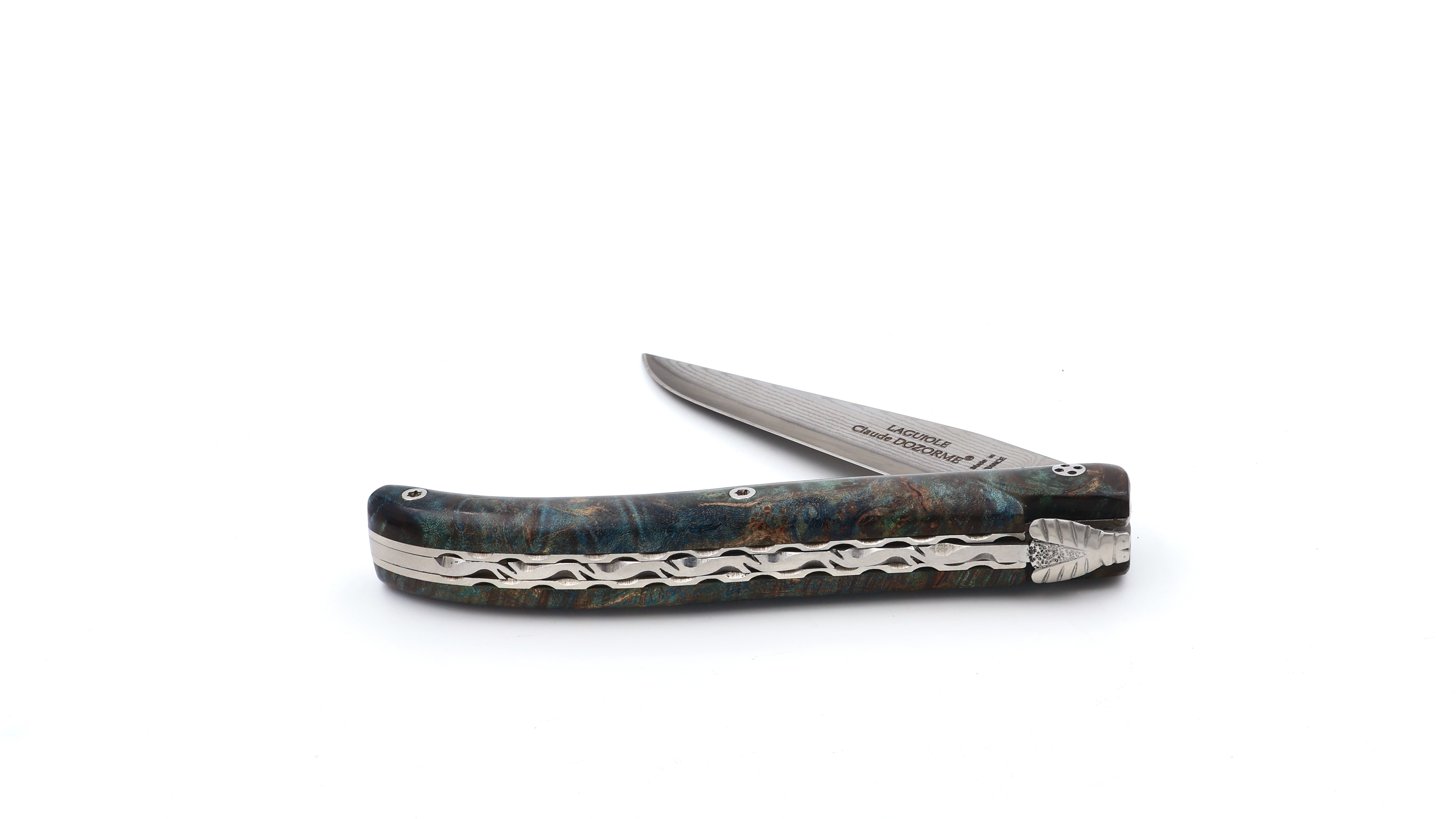 Claude DOZORME Laguiole Messer L'Atelier Ahornwurzel 12 cm VG10 Damastklinge   