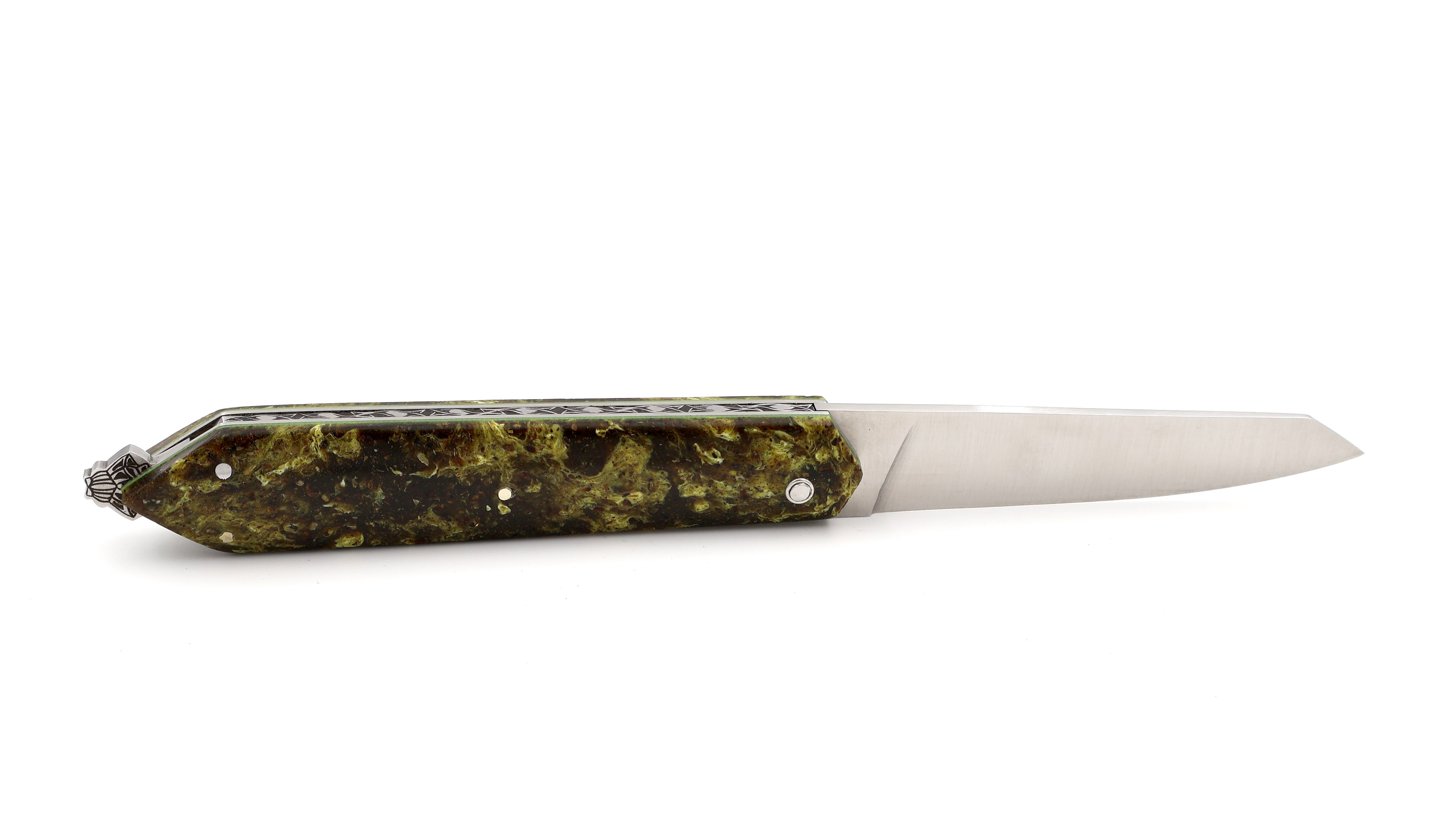 Laguiole en Aubrac BEE BACK grüner Bernstein guillochiert