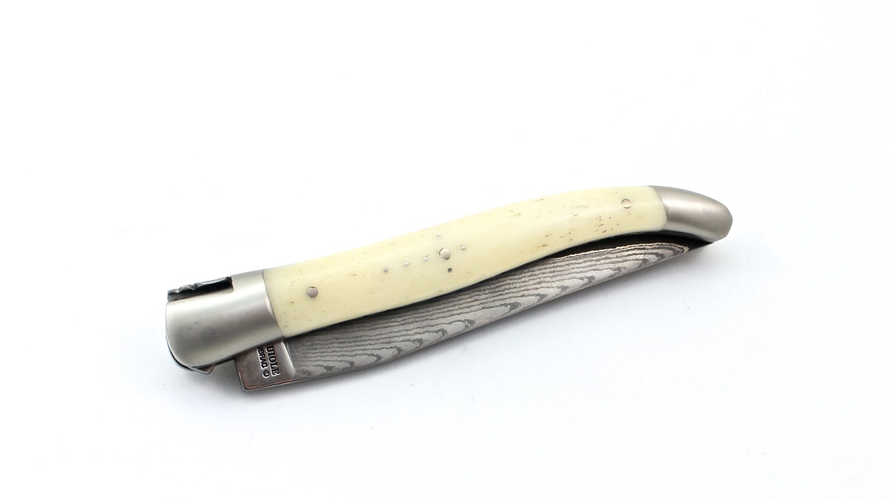 Laguiole en Aubrac jap. Damastklinge Knochen Doppelplatine 12 cm