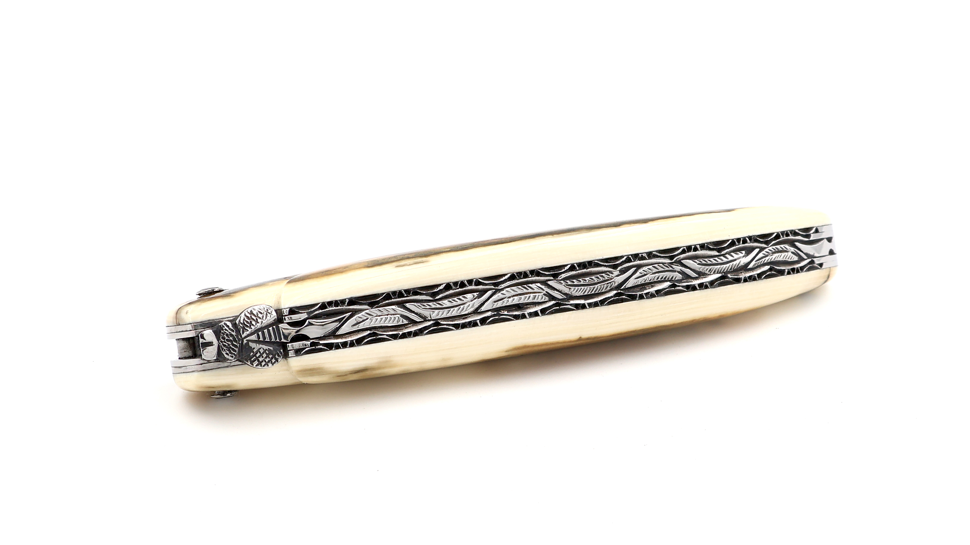 Laguiole en Aubrac DSC® Rosendamast Mammutelfenbeinkruste massiv Doppelplatine 12 cm