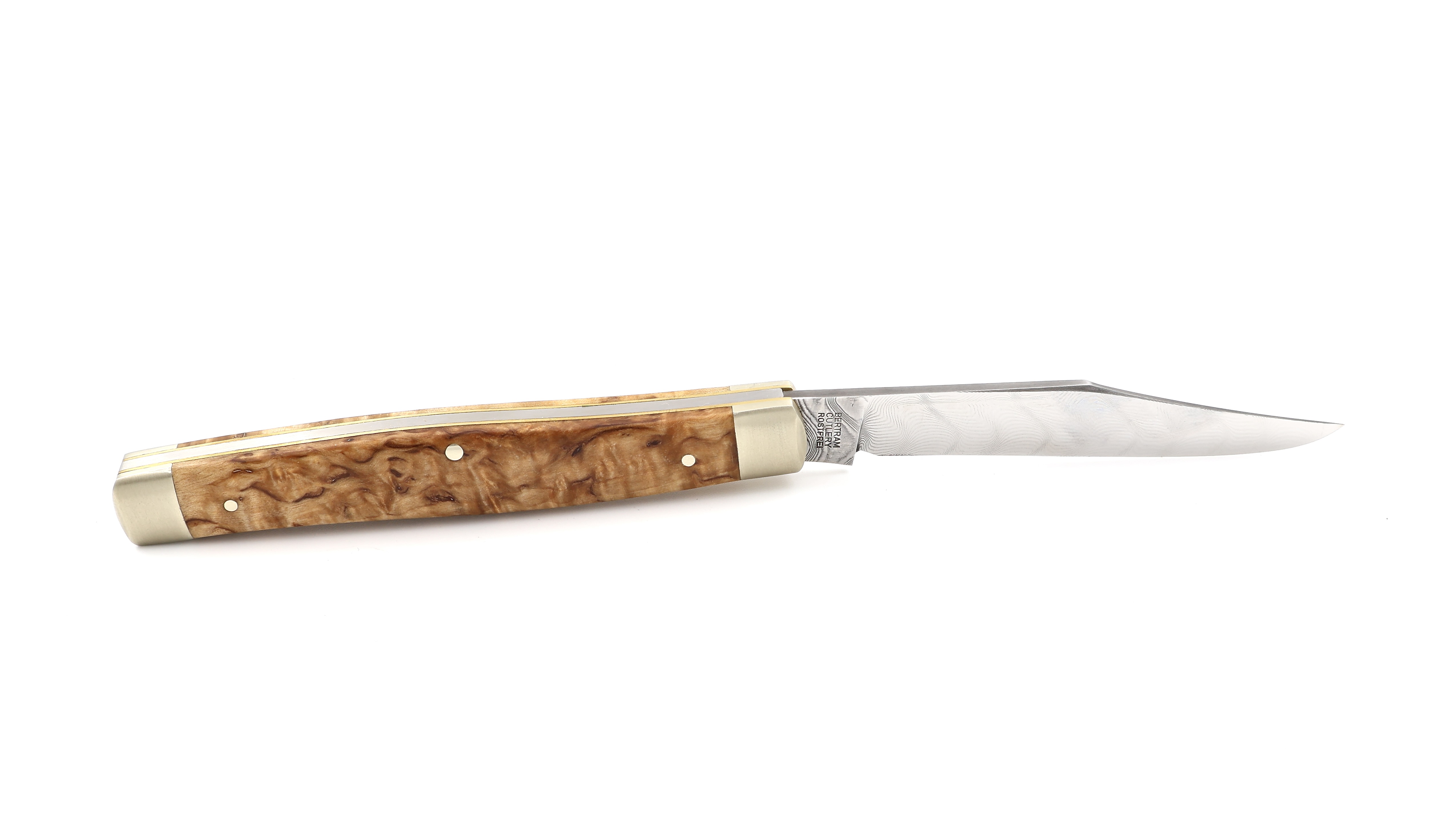 Robert Klaas Stockman knife birchwood burl damascus