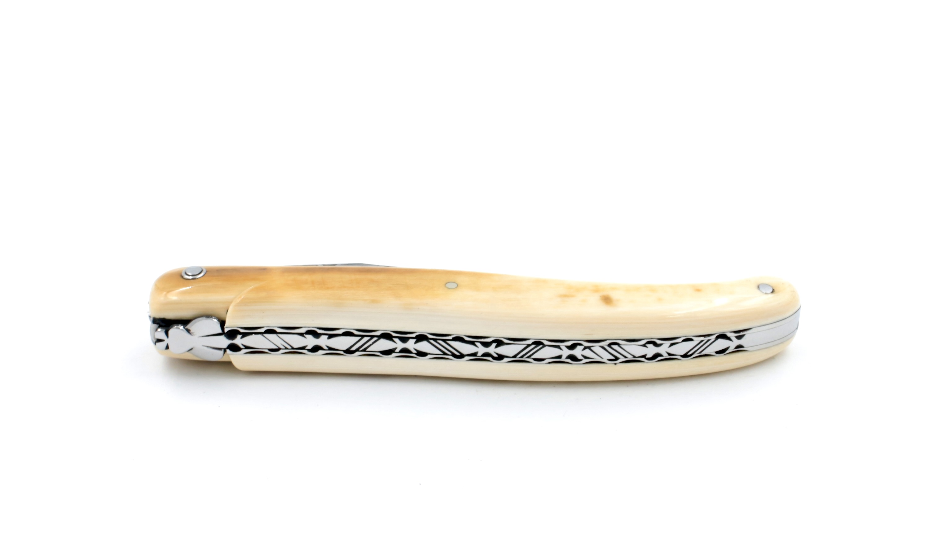 Laguiole en Aubrac Mammutelfenbein Kruste massiv guillochierte Platine Damastklinge 12 cm Laguiole en Aubrac Mammutelfenbein Kruste massiv guillochierte Platine Damastklinge 12 cm