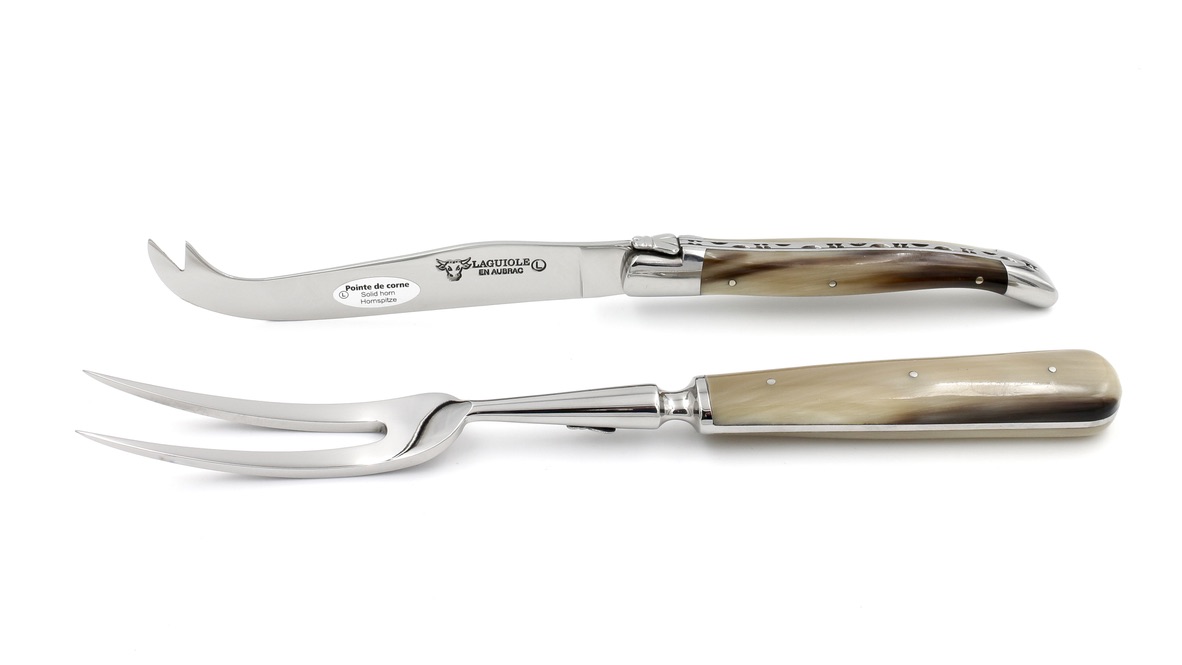 Laguiole en Aubrac Laguiole Käsebesteck 2-teilig Hornspitze Laguiole en Aubrac Laguiole Käsebesteck 2-teilig Hornspitze