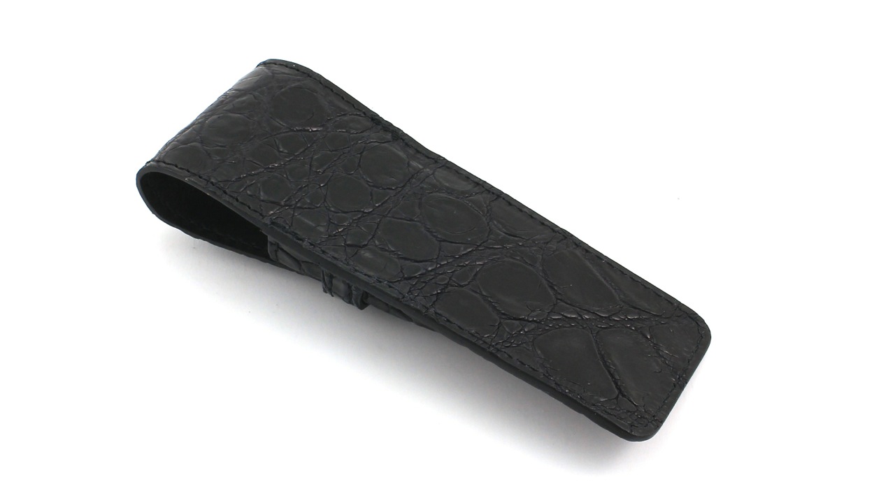 Lux-Kroko-2 MAX CAPDEBARTHES  Taschenetui LUXE Kroko 12 cm schwarz