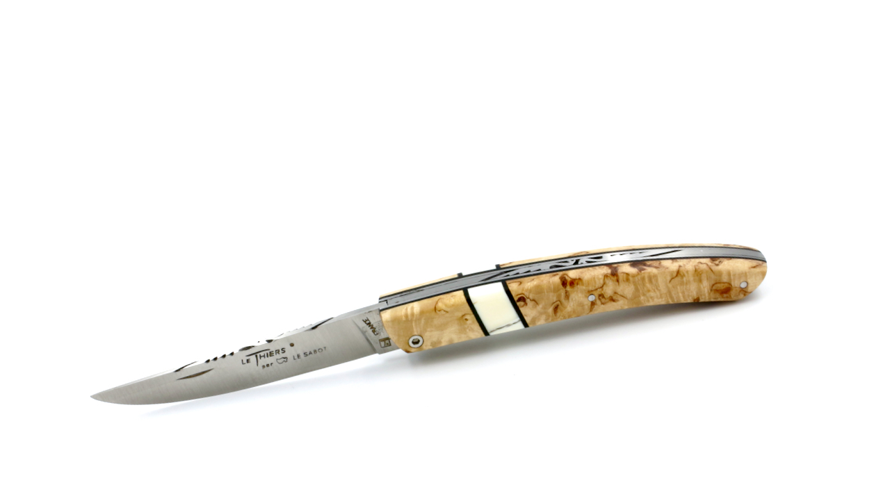 AU SABOT THIERS knife 12 cm birch wood with warthog inlay