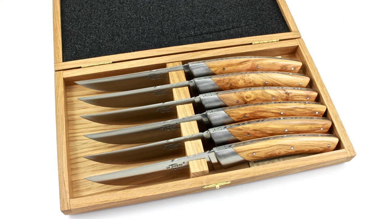 Chambriard Thiers steak knives Set of 6 Olive wood