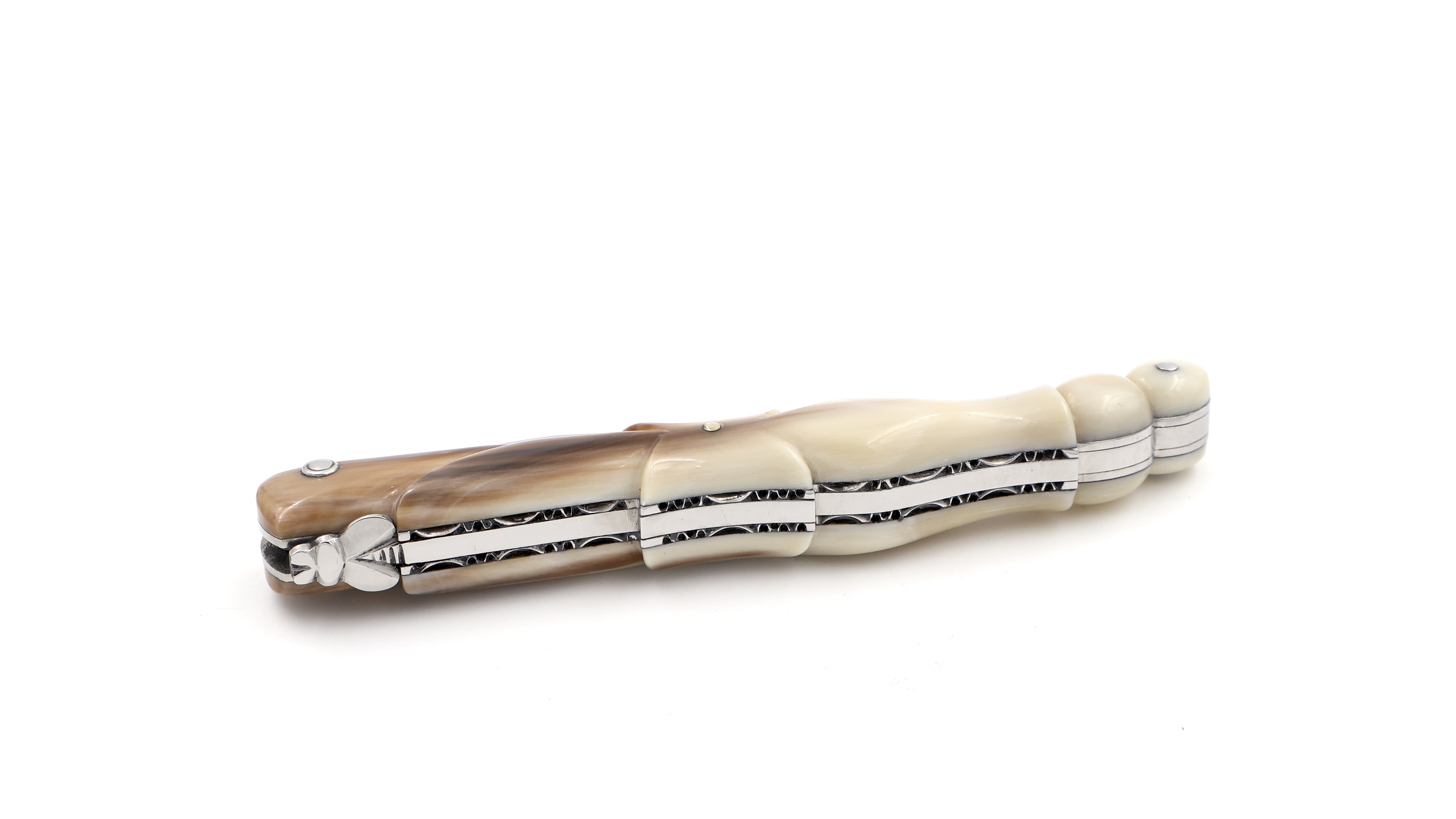 Laguiole en Aubrac Taubenflügel guillochiert Hornspitze 12 cm