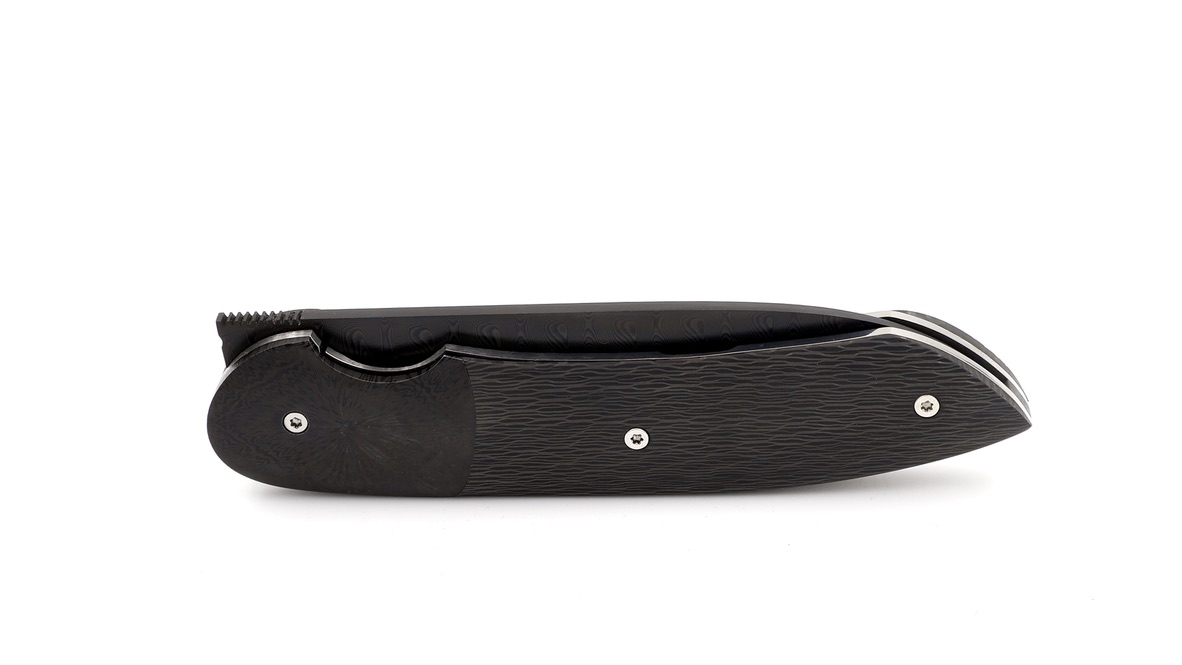 Benjamin Hée Liner Lock Taschenmesser FAT Carbon Achim Wirtz Damast 12 cm