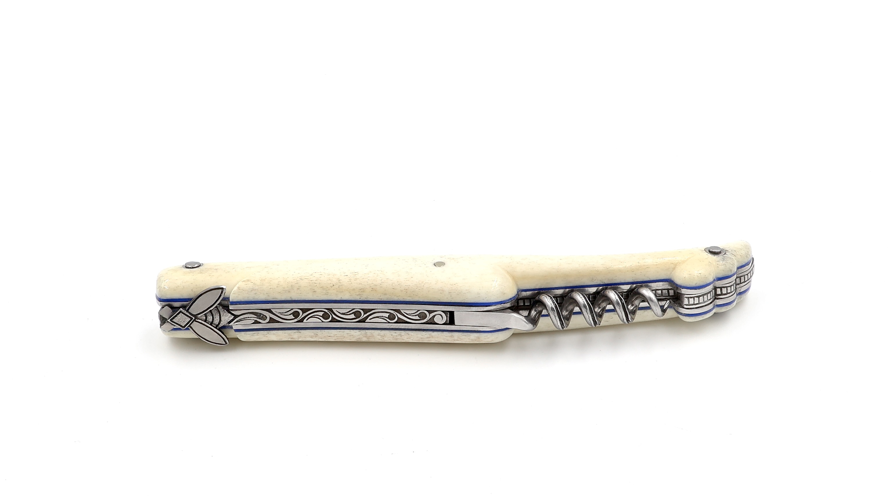 Meisterstück Laguiole en Aubrac Knochen skulpturiert mit Korkenzieher 12 cm