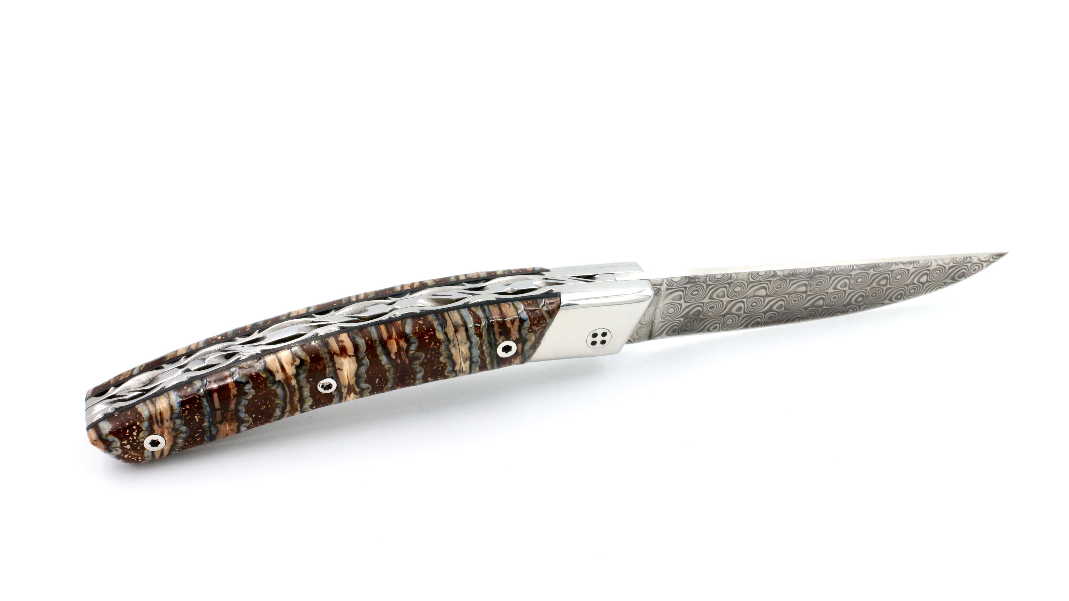 Claude DOZORME Thiers RLT mammoth tooth brown damascus blade stainless Claude DOZORME Thiers RLT mammoth tooth brown damascus blade stainless