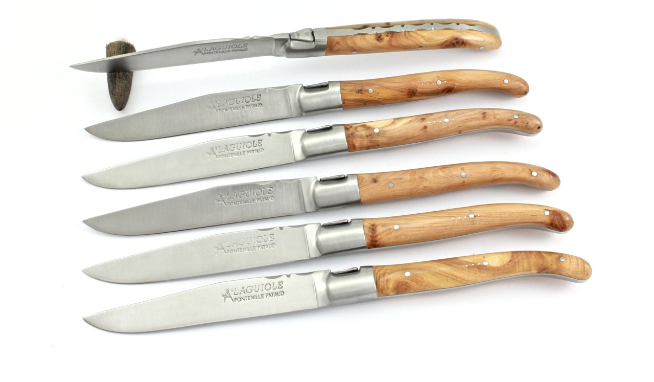 Wacholder-6-tlg FONTENILLE PATAUD Laguiole Steakmesser Wacholder 2-tlg. oder 6-tlg.