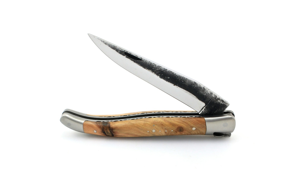 Laguiole en Aubrac double plate knife Brut de Forge Juniper 12 cm