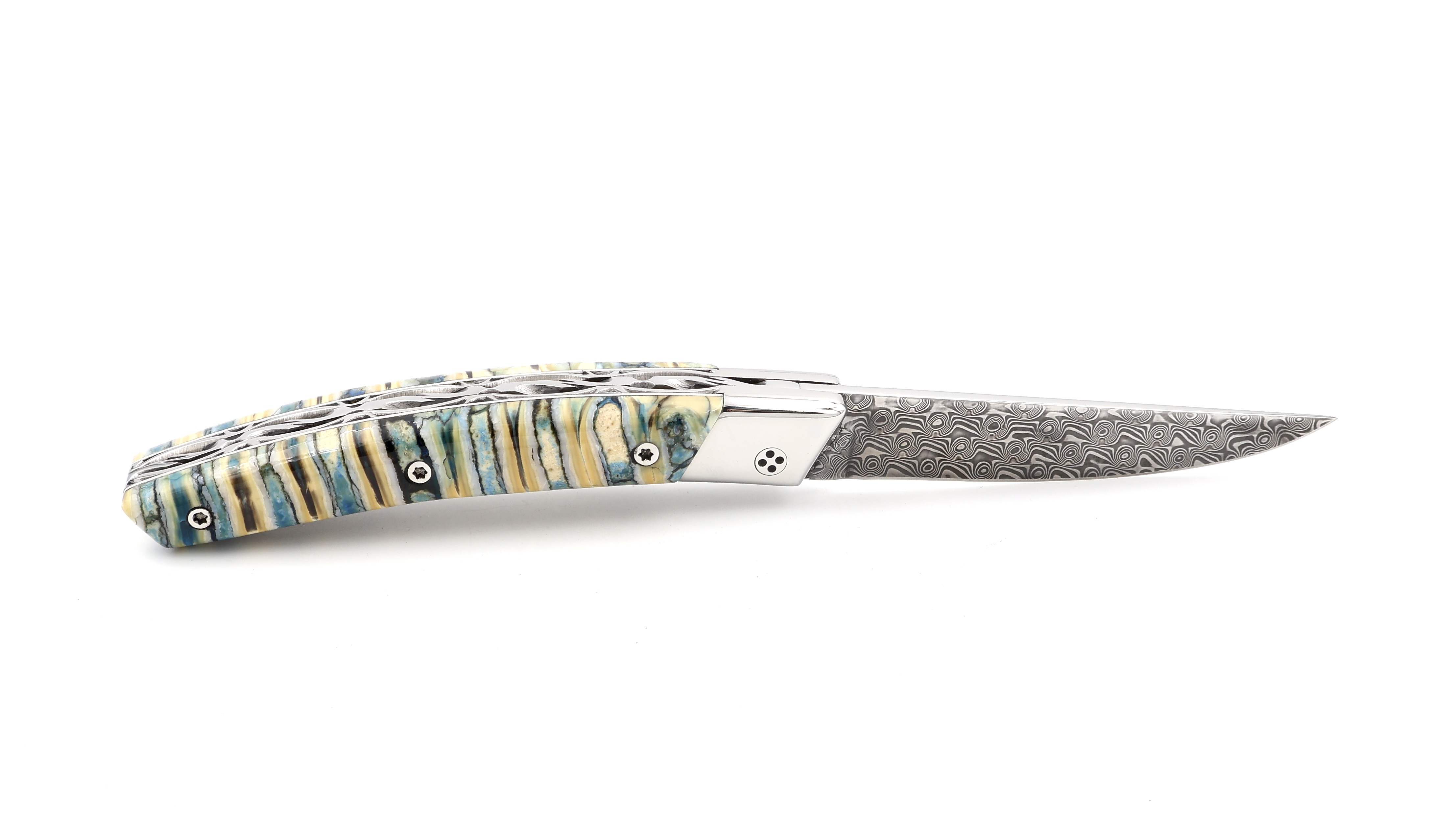Claude DOZORME Thiers RLT mammoth tooth blue damascus blade stainless