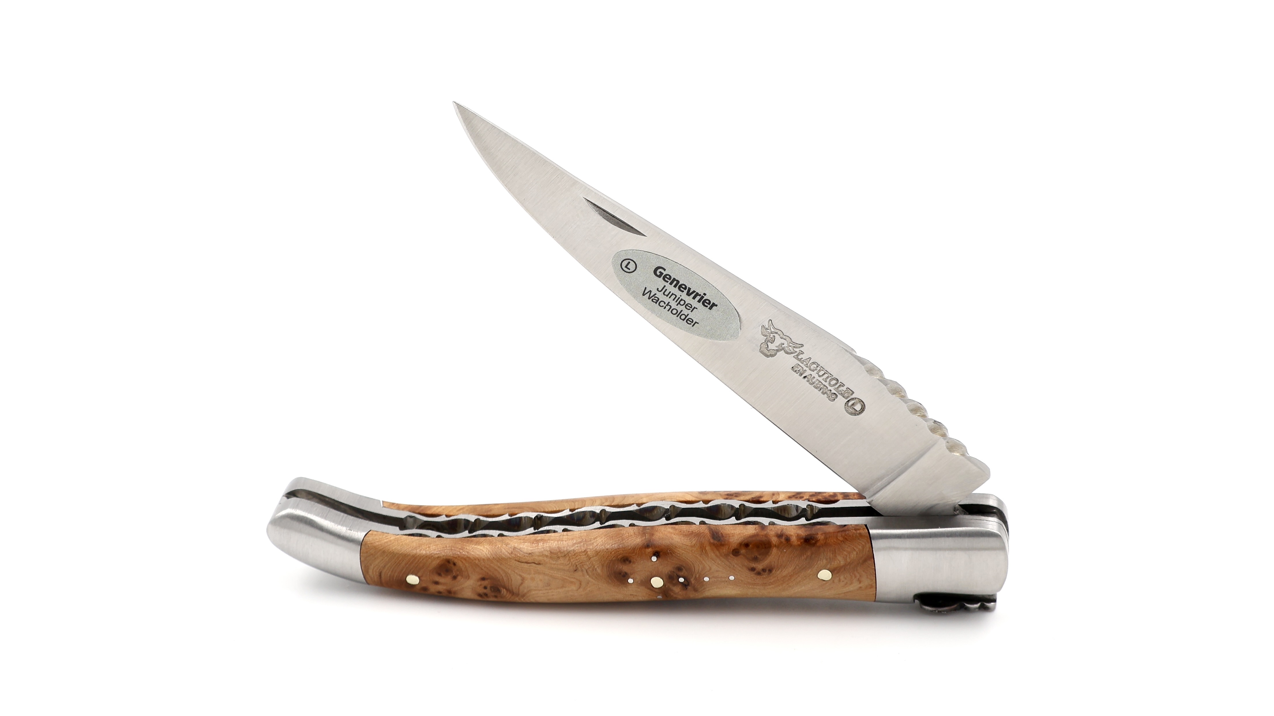 Laguiole en Aubrac Spiralfeder Wacholder Doppelplatine 12 cm