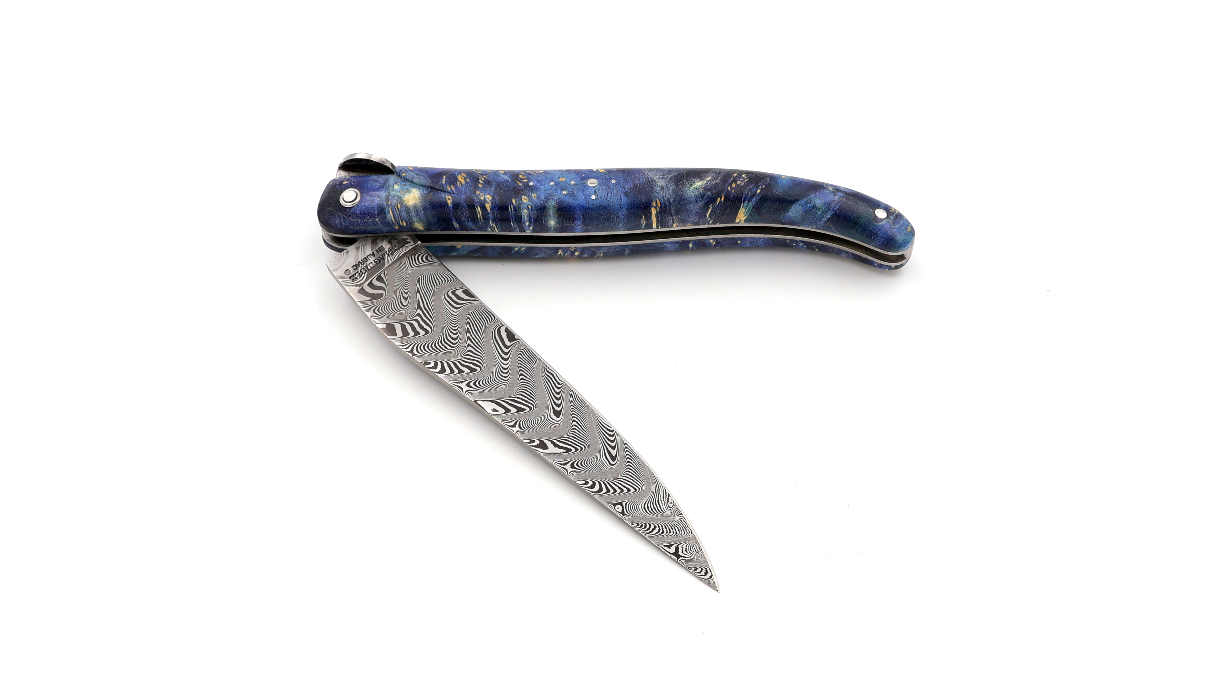 Laguiole en Aubrac Biene ERDE Holunder Wurzelholz DSC® Carbon Damastklinge 12 cm