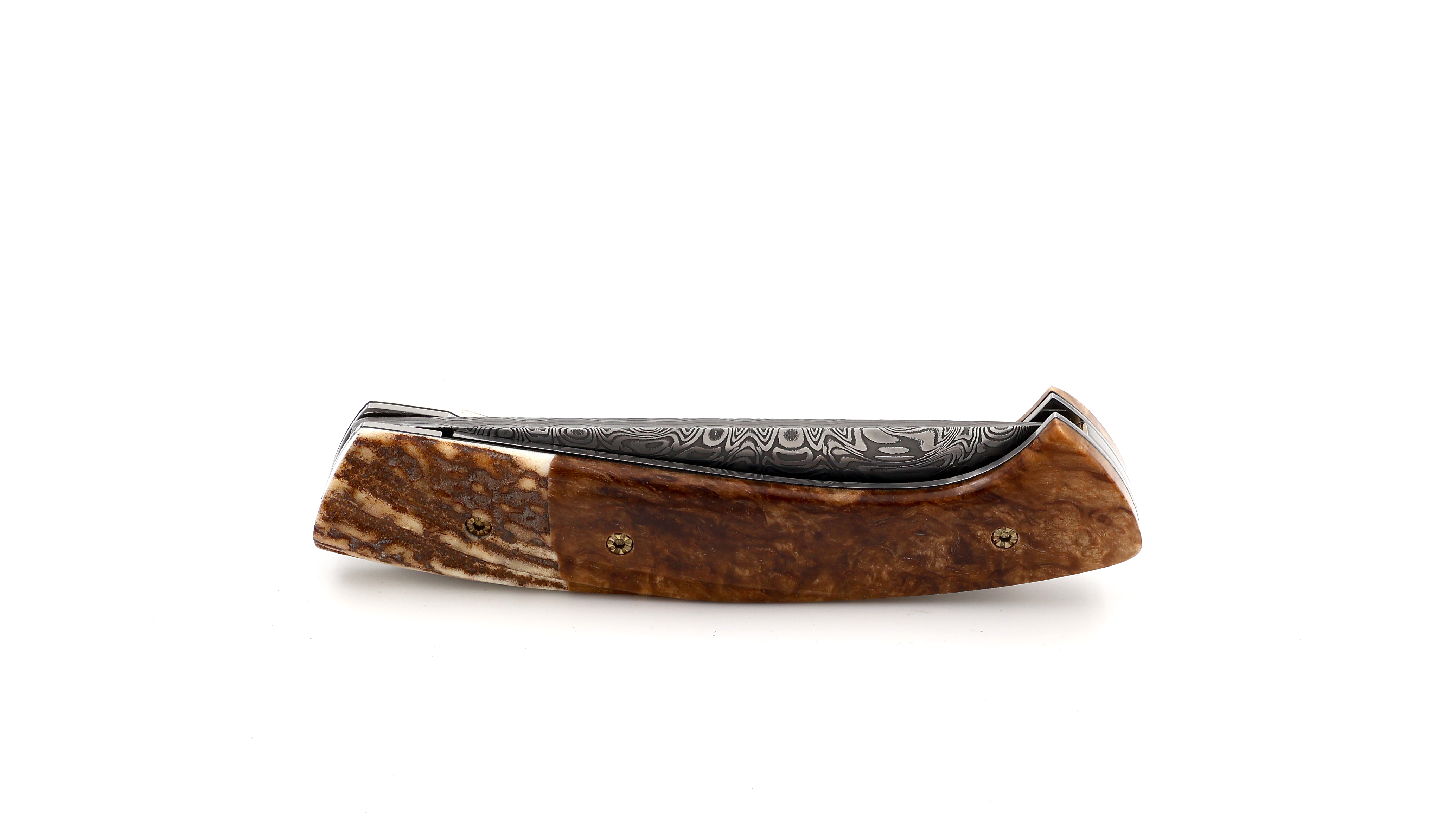 MANU LAPLACE 1515 DAKKAR amboina burlwood & staghorn damascus blade