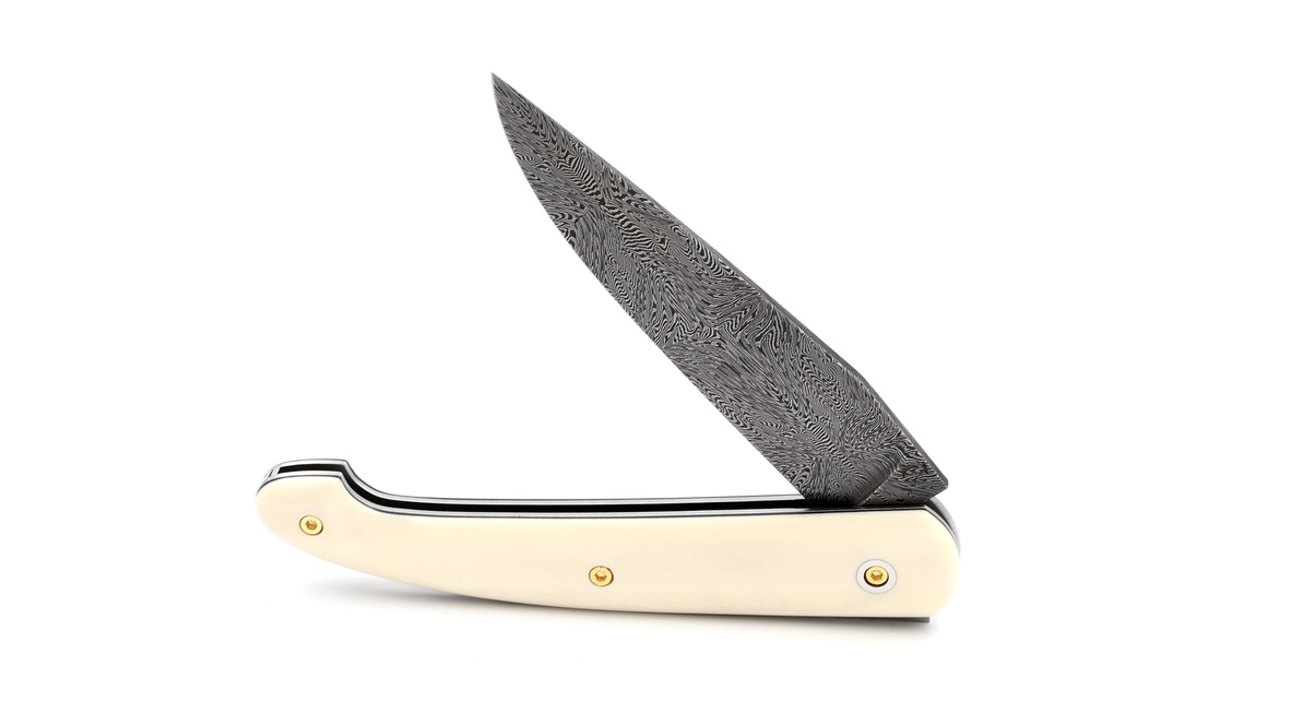 Atelier Odae Le PASSAGER mammothivory mosaik-damascus blade