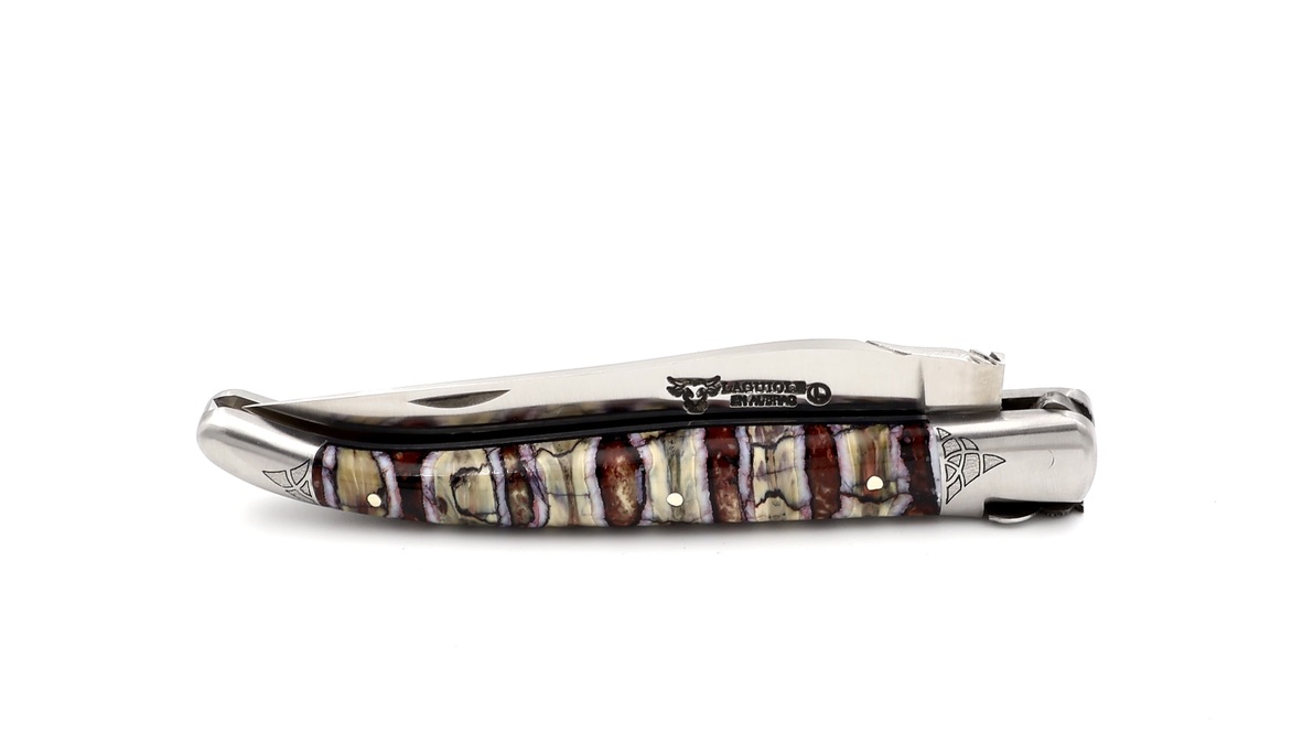 Laguiole en Aubrac Laguiole knife unique piece stabilzed mammoth tusk 12 cm 