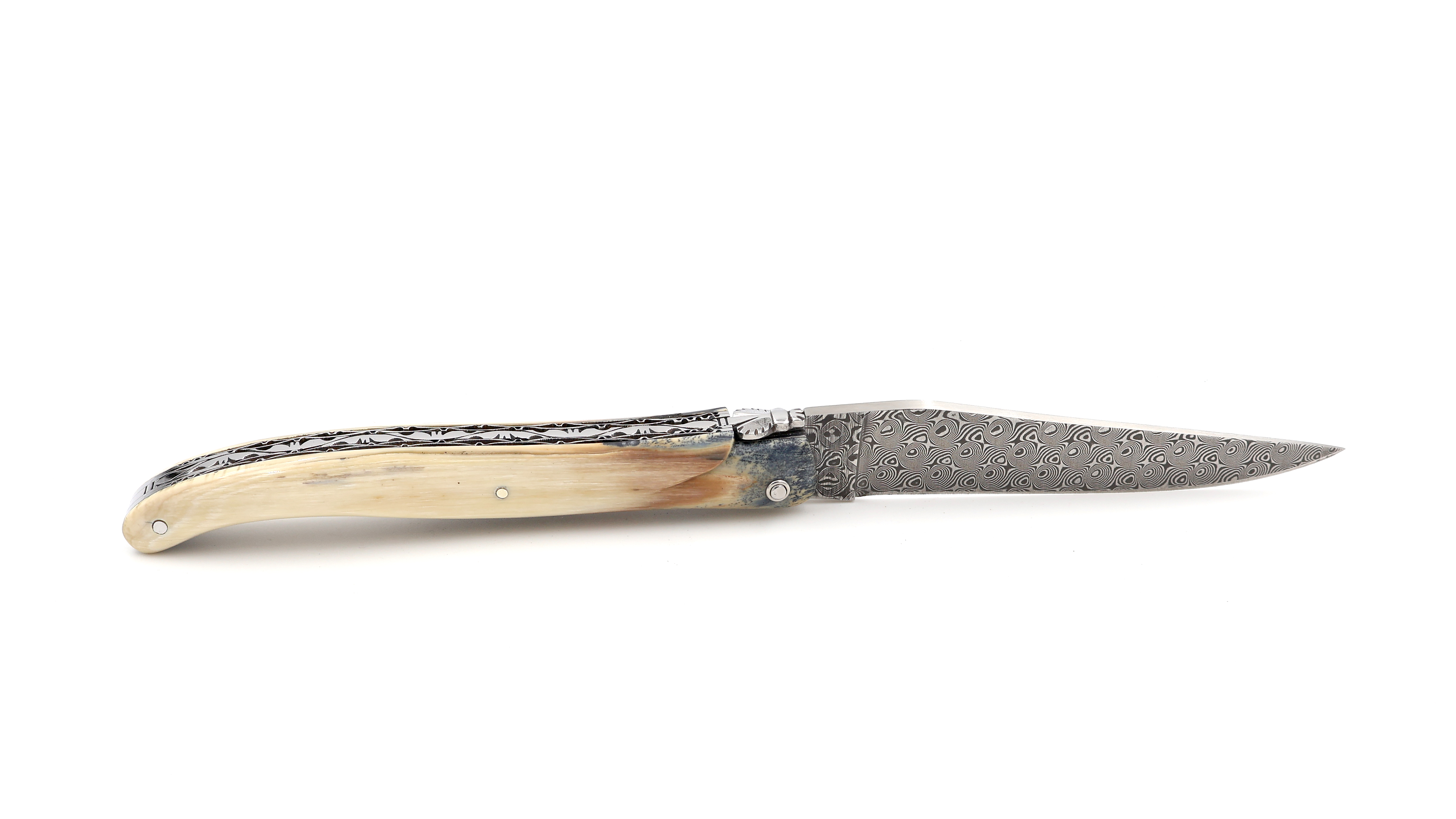 Laguiole en Aubrac DSC® Rosendamast Mammutelfenbein Kruste massiv Doppelplatinen 12 cm