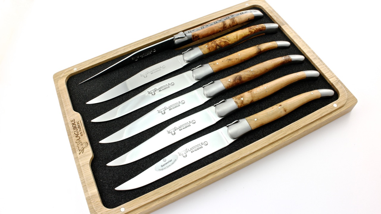 Laguiole en Aubrac Wacholder Laguiole Steakmesser Set matt