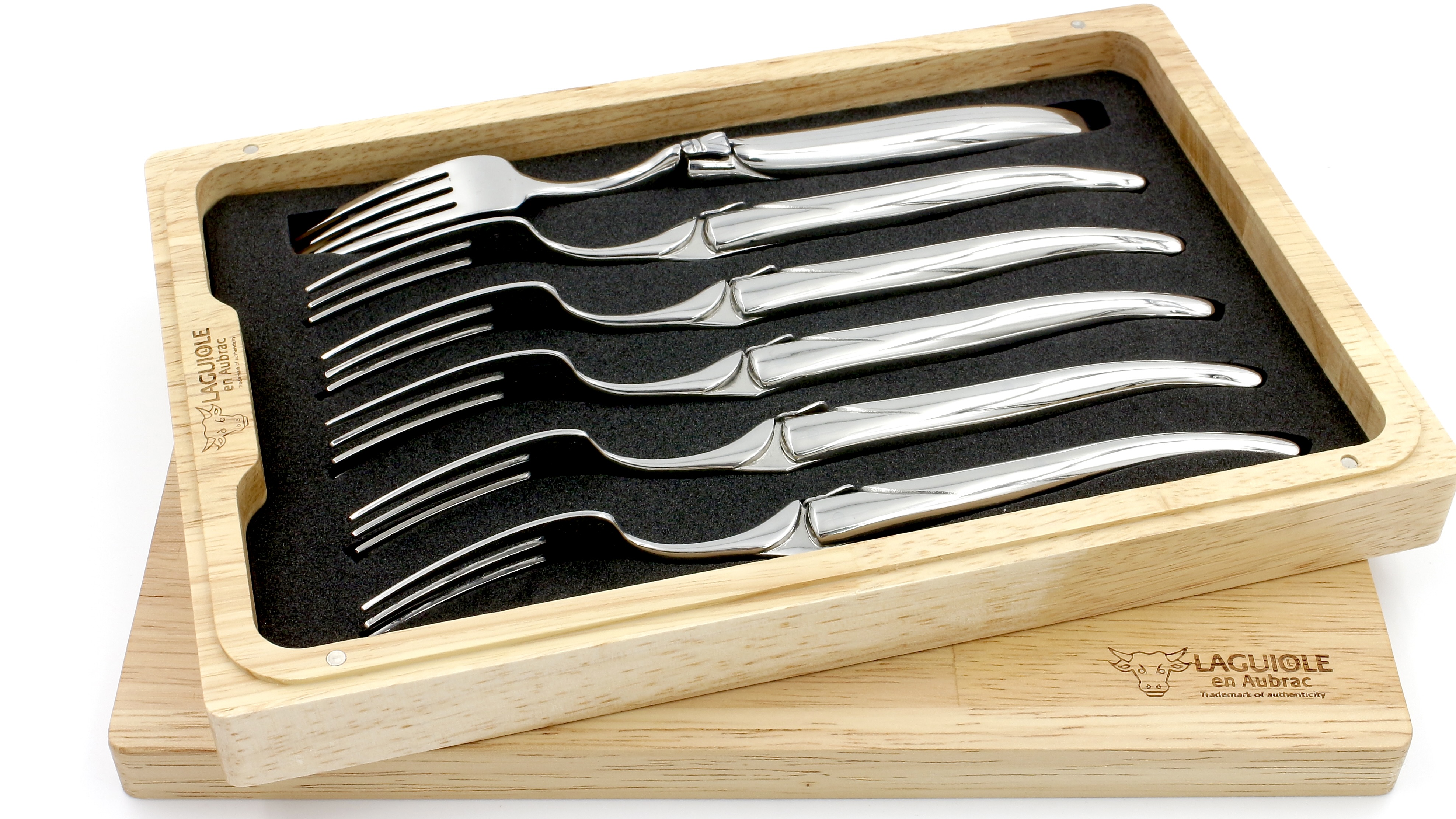 Laguiole en Aubrac stainless steel Steakfork Set of 6 shiny