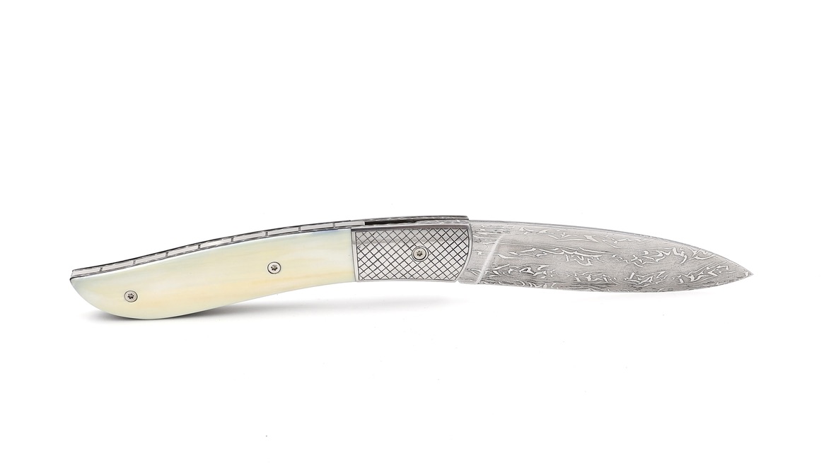 Atelier NÉVÉ Tim Bernard warthog ivory with mosaik damascus blade 