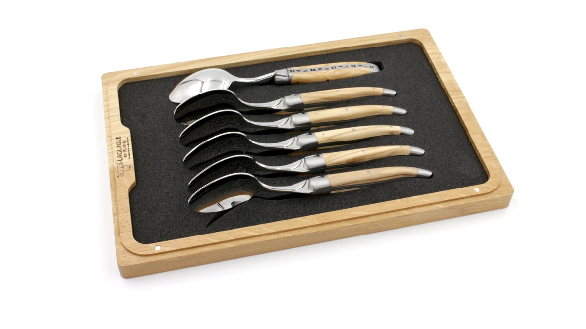 Laguiole en Aubrac Olivenholz Dessertlöffel Set 6-tlg.