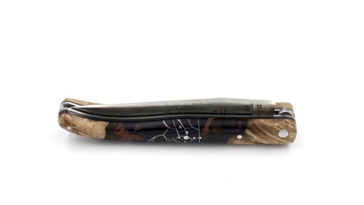 62D07D76-1E19-4267-8D70-7489430385B0_1_105_c Claude DOZORME Laguiole LUX ash nid d'abeile 12 cm damascus