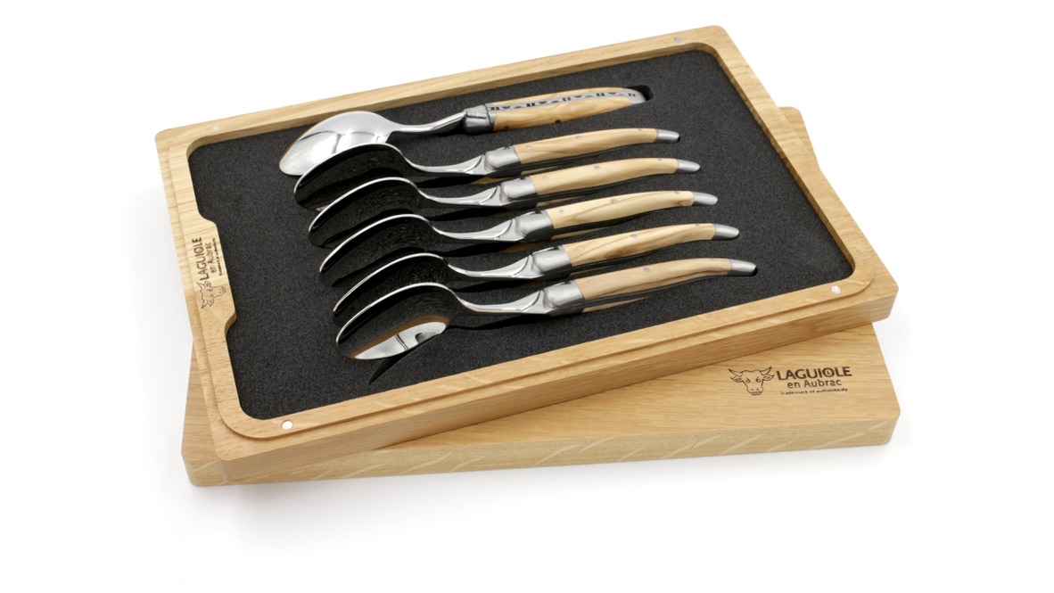 Laguiole en Aubrac Olivenholz Dessertlöffel Set 6-tlg.