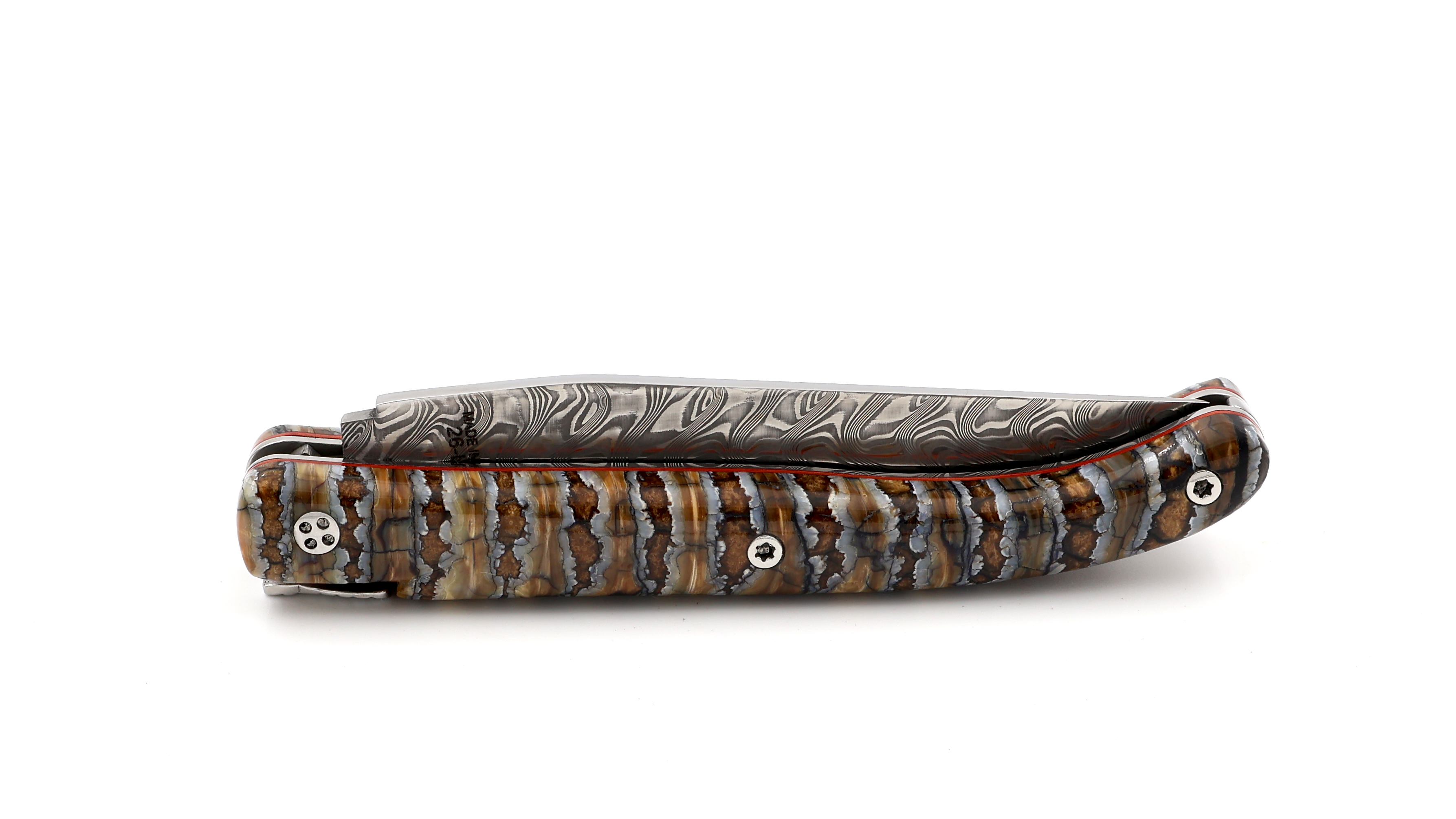 Claude DOZORME Laguiole Messer L'ATELIER Mammut-Backenzahn braun 12 cm Damastklinge
