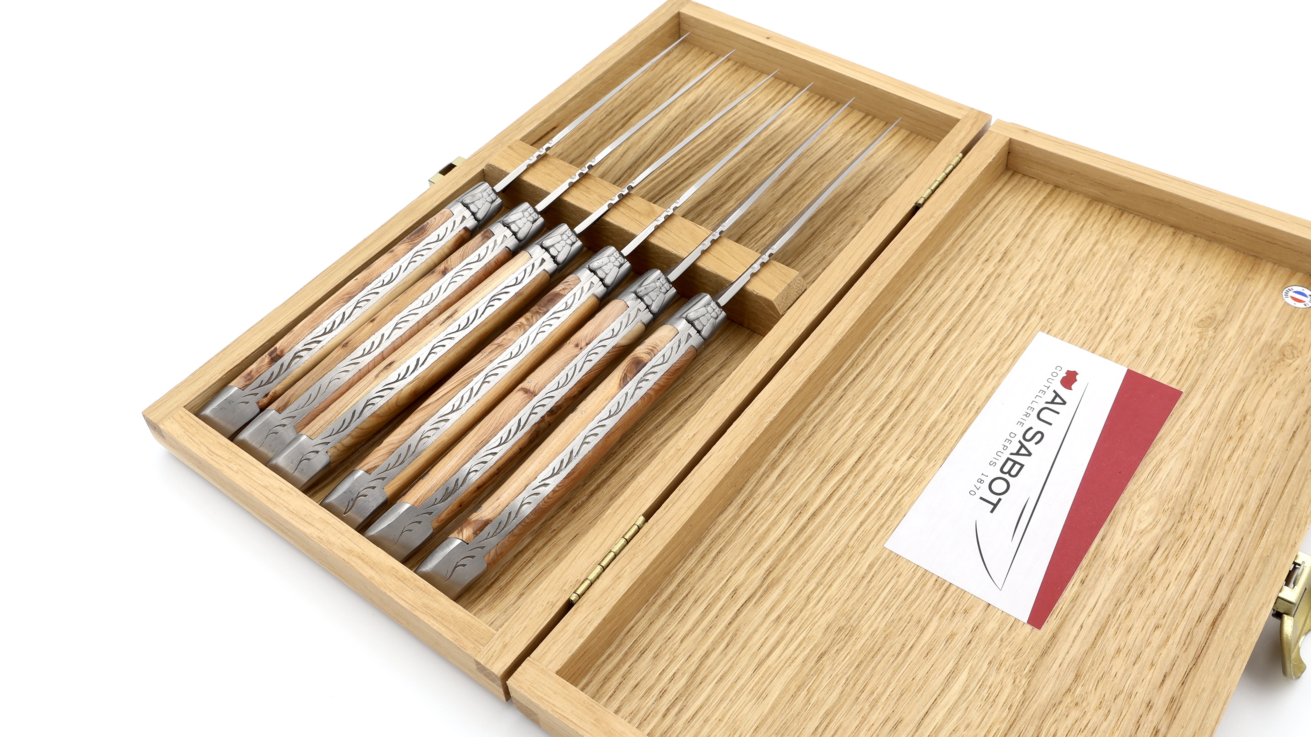 AU SABOT Laguiole Prestige Steakmesser Wacholder Set 6-teilig 