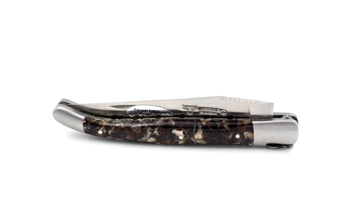 Laguiole en Aubrac abalone & mussel shell handcarved plates 12 cm