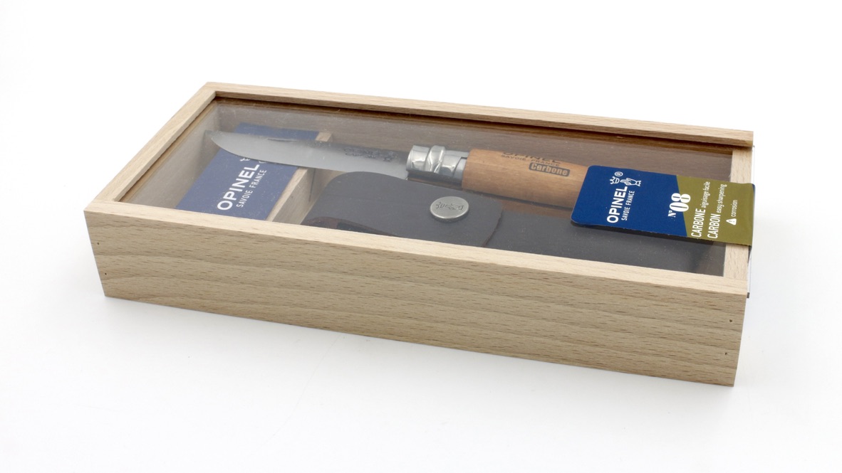 OPINEL Messer No 8 Carbon mit Etui in Geschenkbox