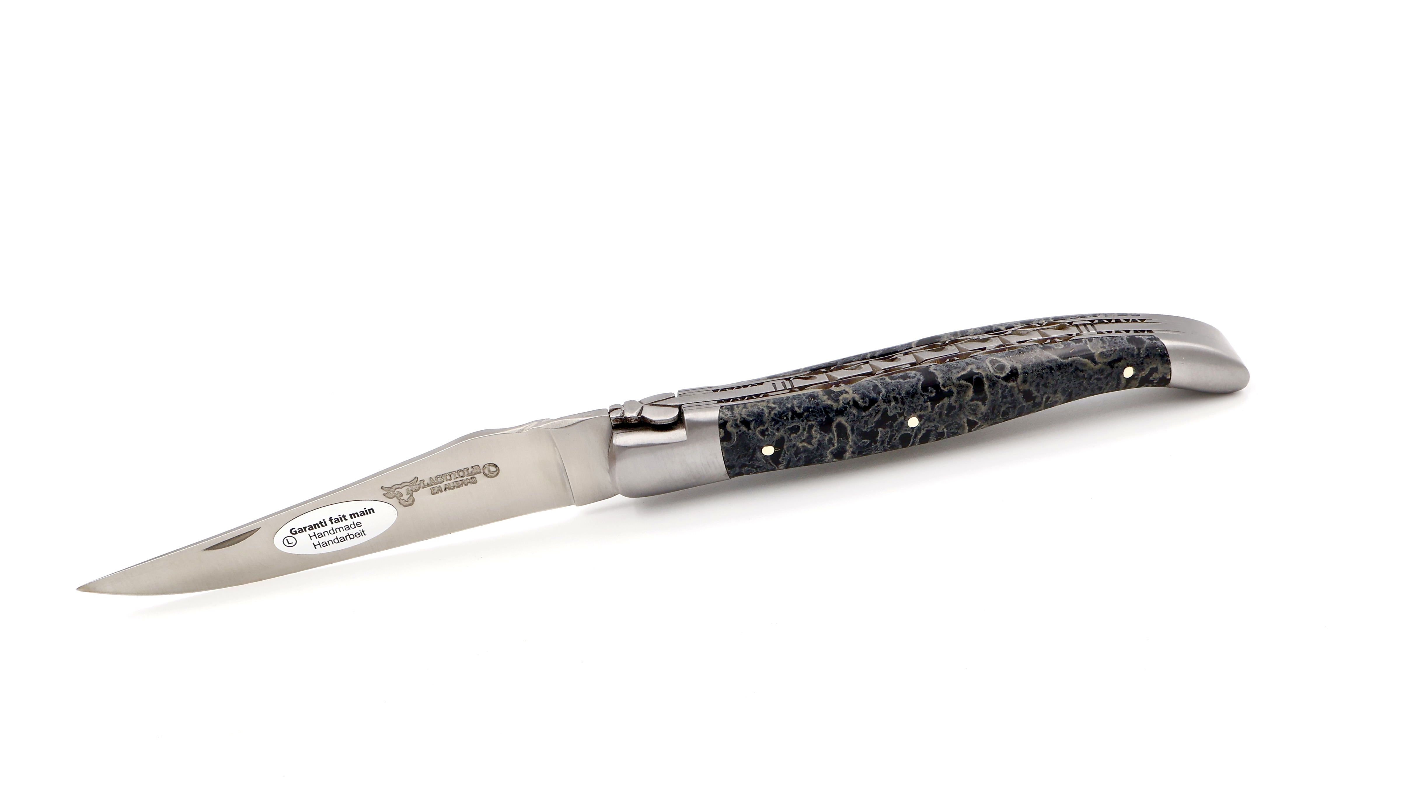 Laguiole en Aubrac schwarzer Lavastein Doppelplatine 12 cm