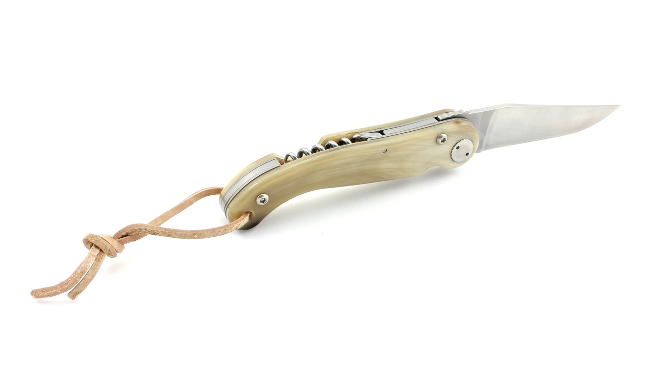 Claude DOZORME Laguiole BAROUDEUR horn tip with corkscrew