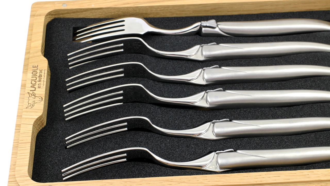 Laguiole en Aubrac stainless steel Steakfork Set of 6 mat