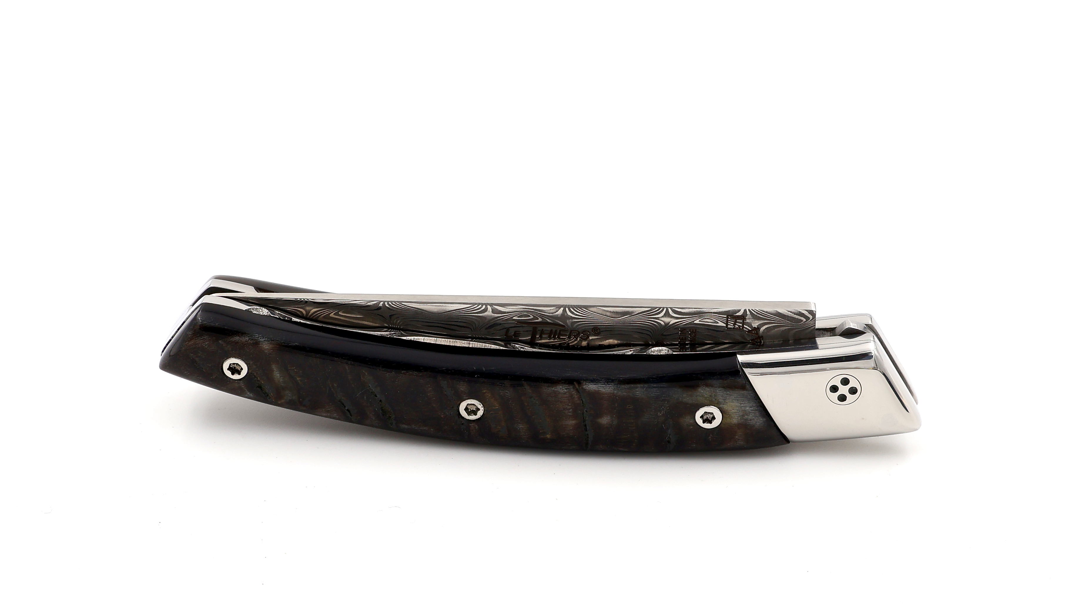 Claude DOZORME Thiers RLT ram horn damascus blade (2)