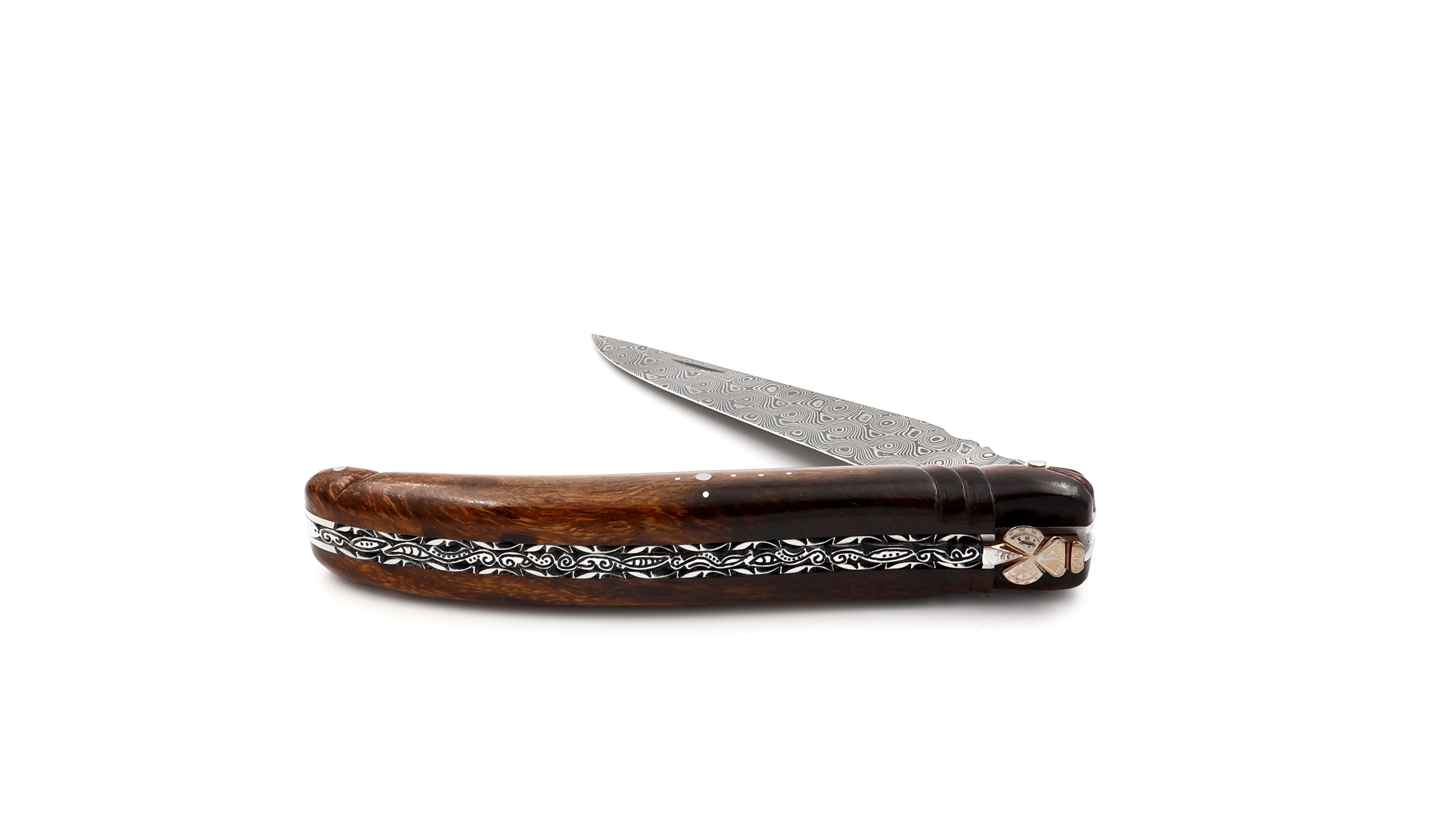 Fontenille Pataud Laguiole SCULPTURE Wüsteneisen Wurzelholz Damastklinge 12 cm 