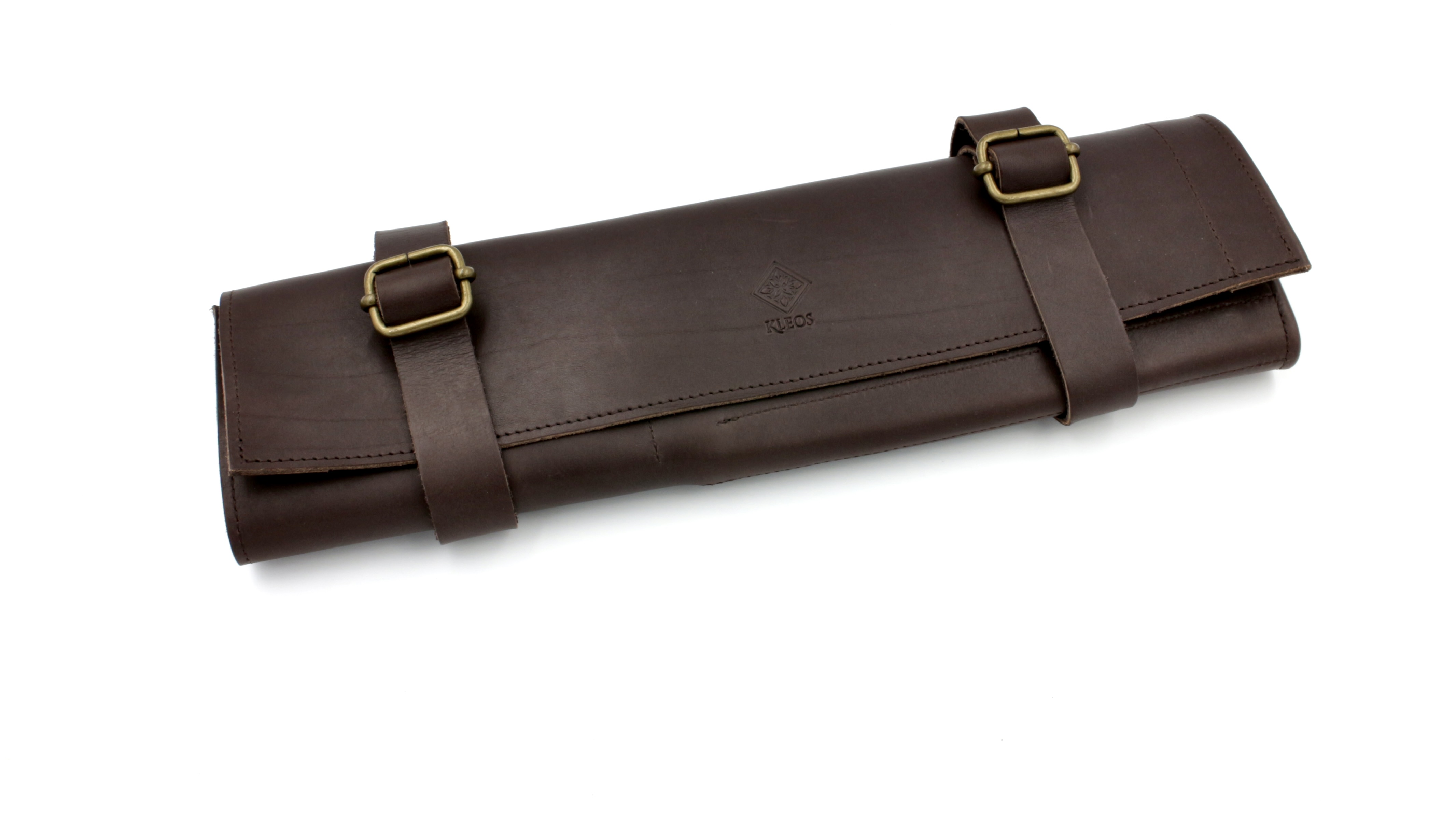 KLEOS chef's knife bag/roll made of real leather brown