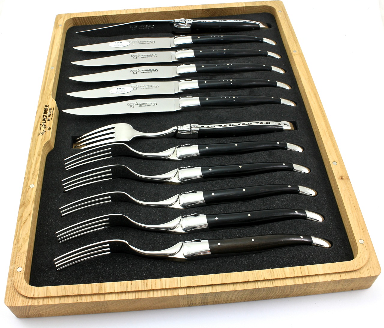 Laguiole en Aubrac Laguiole Besteck Set Ebenholz 12-teilig