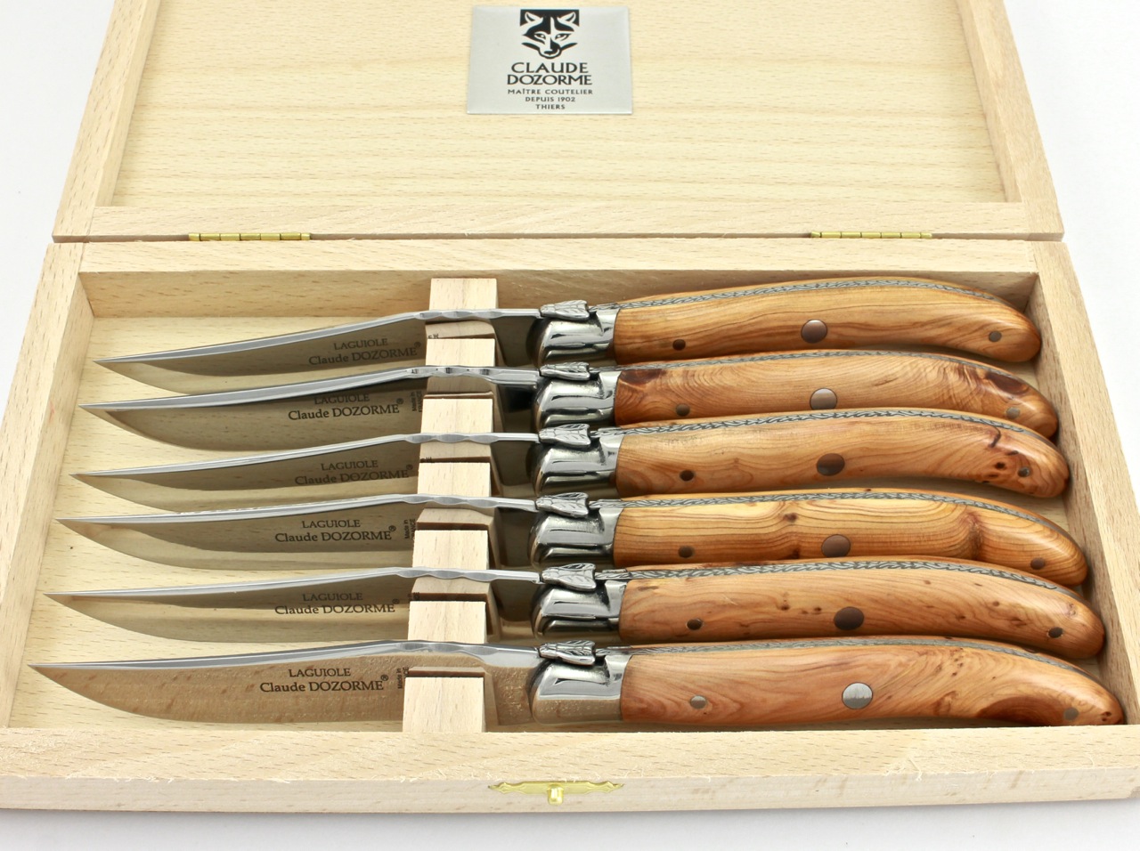 Claude DOZORME Laguiole Steakmesser Set 6-tlg. Wacholder poliert