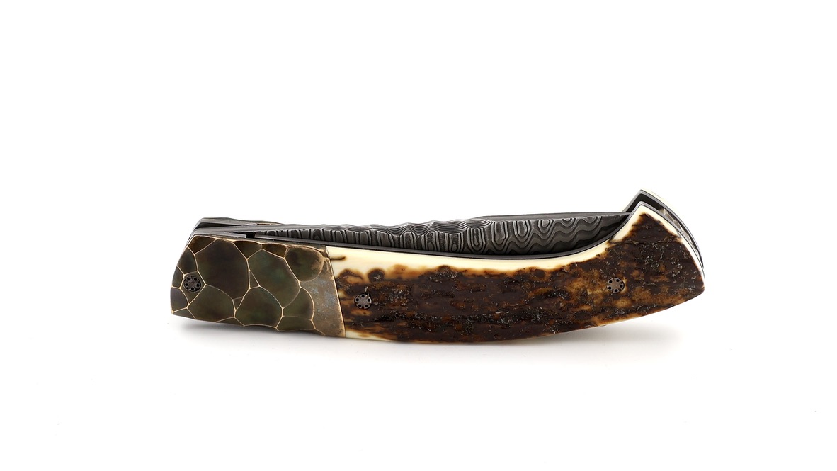 MANU LAPLACE 1515 CUSTOM PRIMITIV Mammutelfenbein & Bronzebacken Damastklinge Damacore®