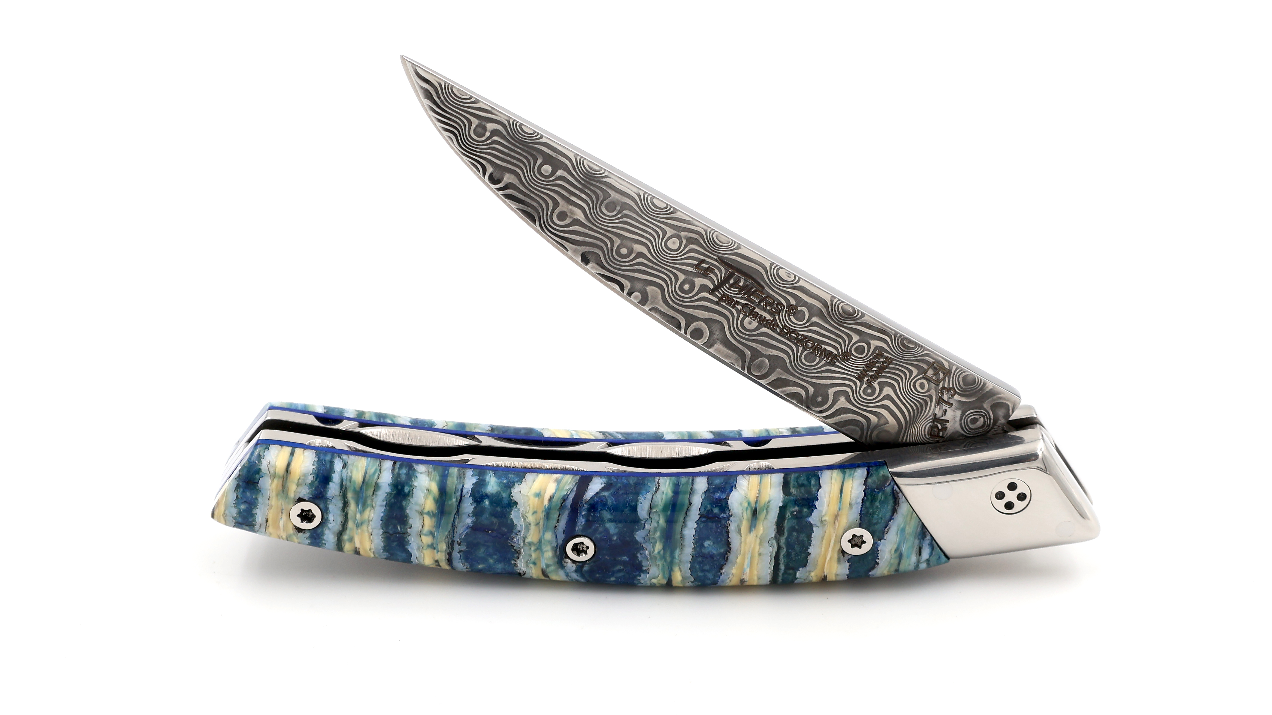 Claude DOZORME Thiers RLT L'ATELIER Mammutbackenzahn blau Damastklinge