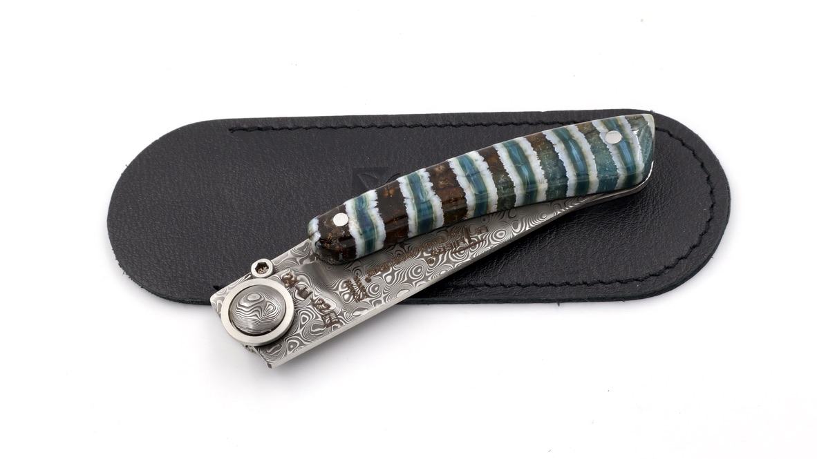 Claude DOZORME Thiers Liner mammoth tusk damascus blade Claude DOZORME Thiers Liner mammoth tusk damascus blade